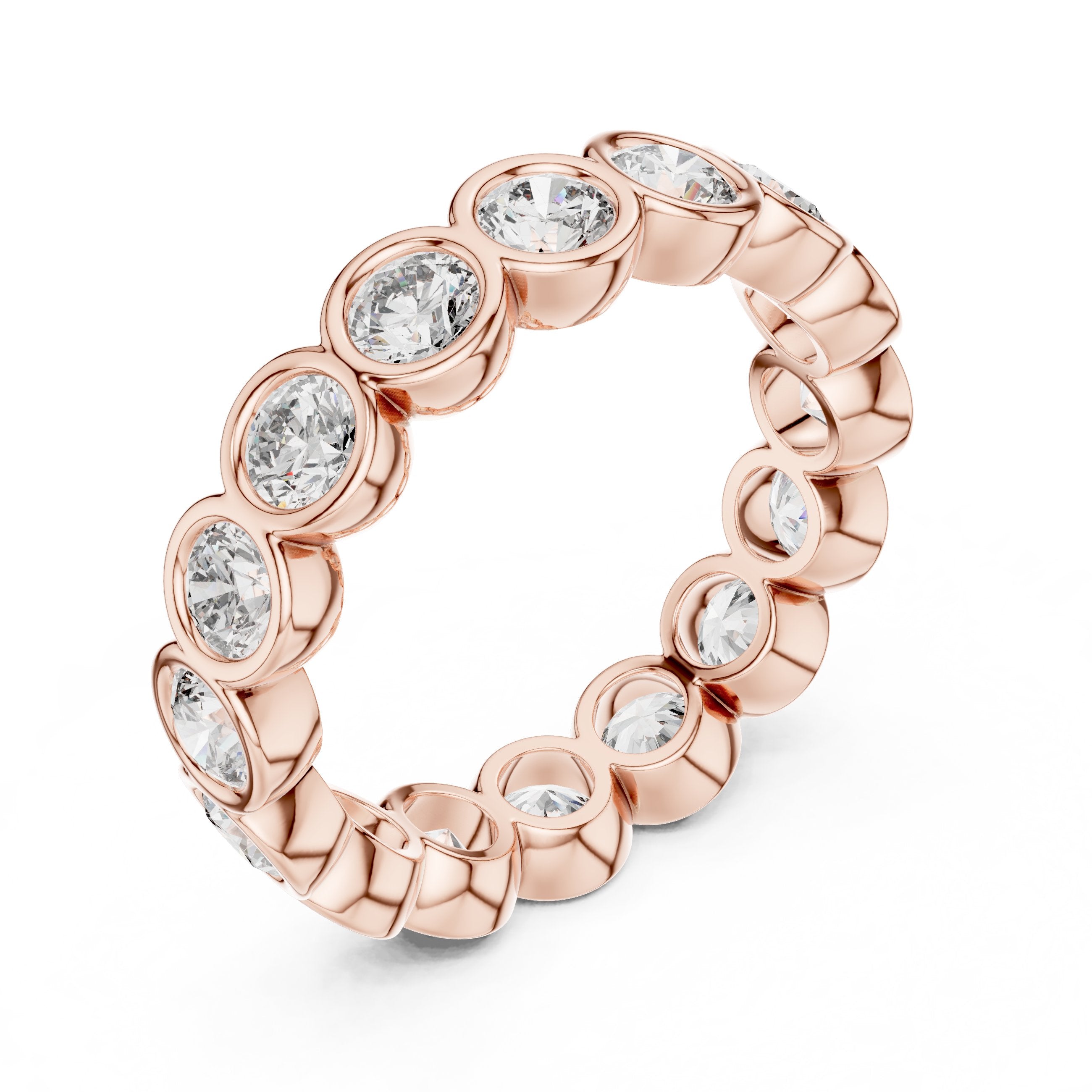 Round Diamond Bezel Set Full Eternity Band in Rose Gold - VYKA Diamonds