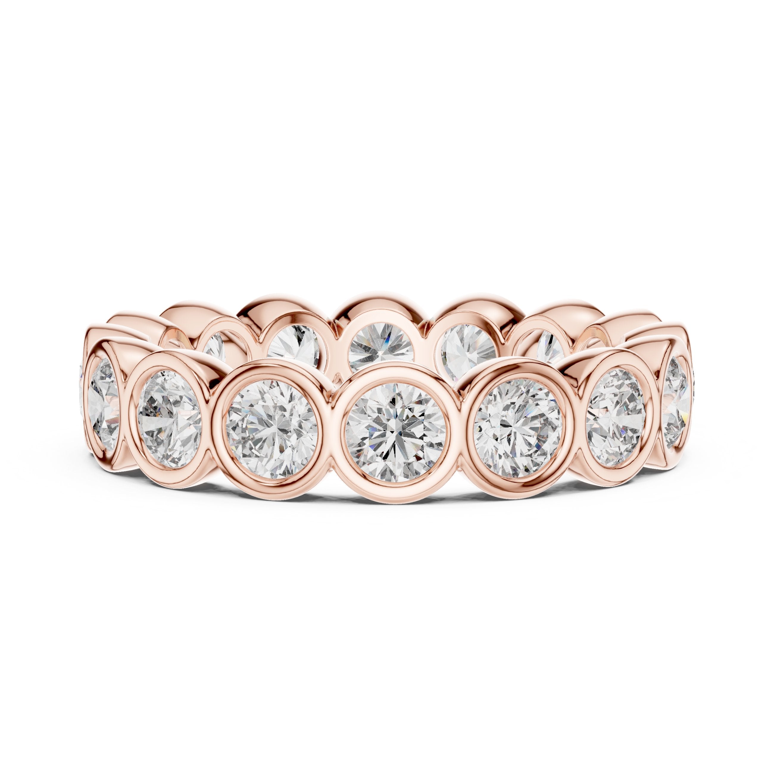 Round Diamond Bezel Set Full Eternity Band in Rose Gold - VYKA Diamonds