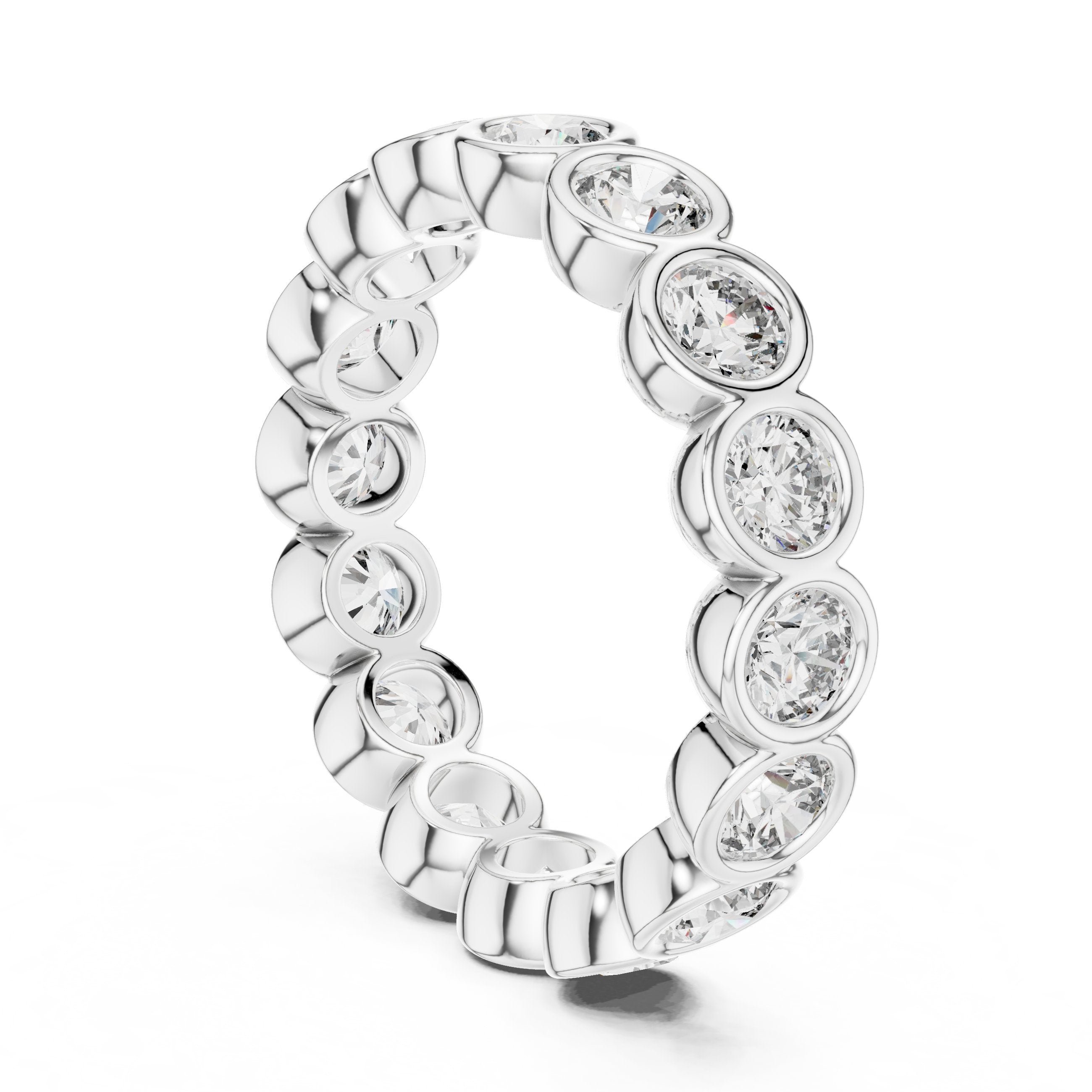 Round Diamond Bezel Set Full Eternity Band in White Gold - VYKA Diamonds