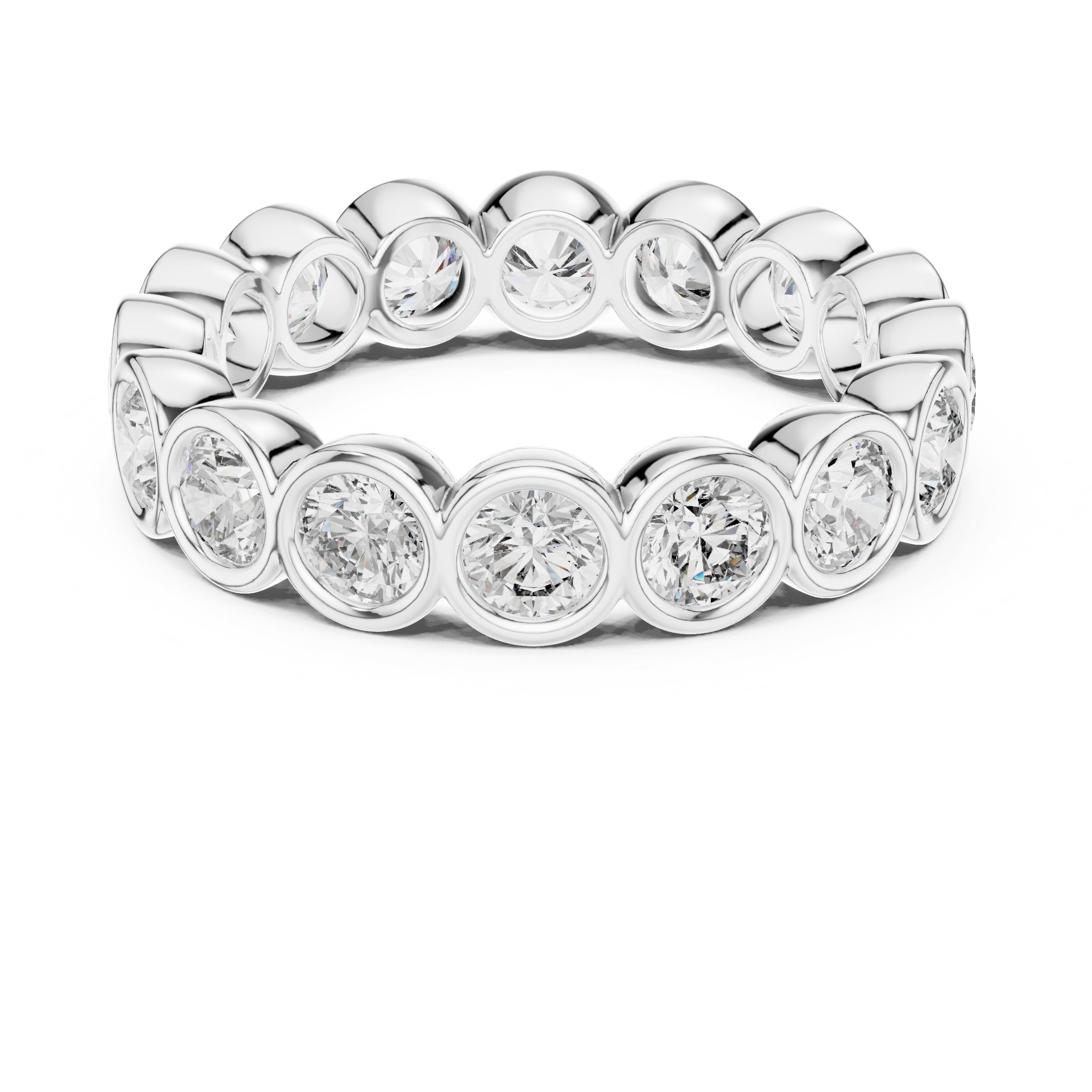 Round Diamond Bezel Set Full Eternity Band in White Gold - VYKA Diamonds