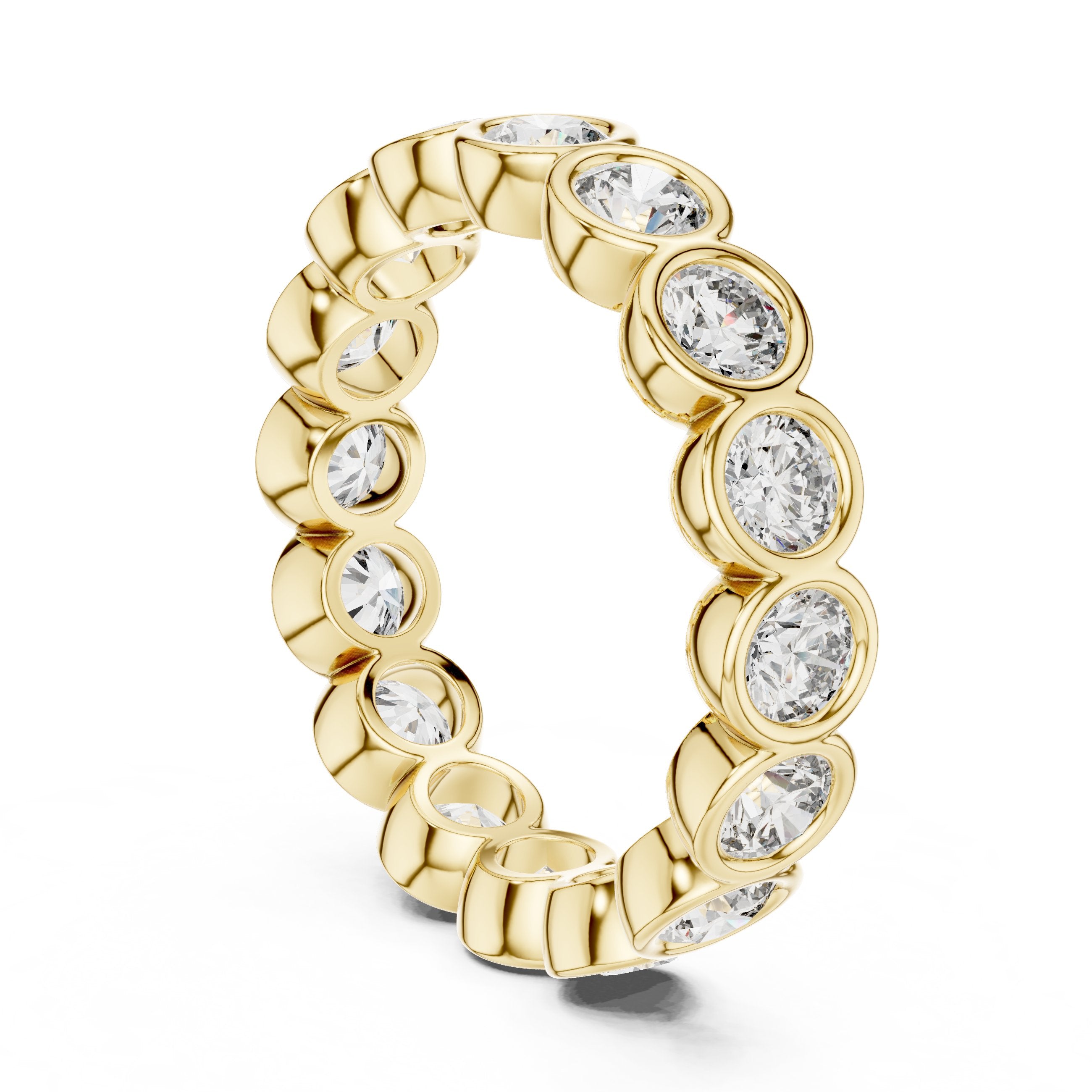 Round Diamond Bezel Set Full Eternity Band in Yellow Gold - VYKA Diamonds