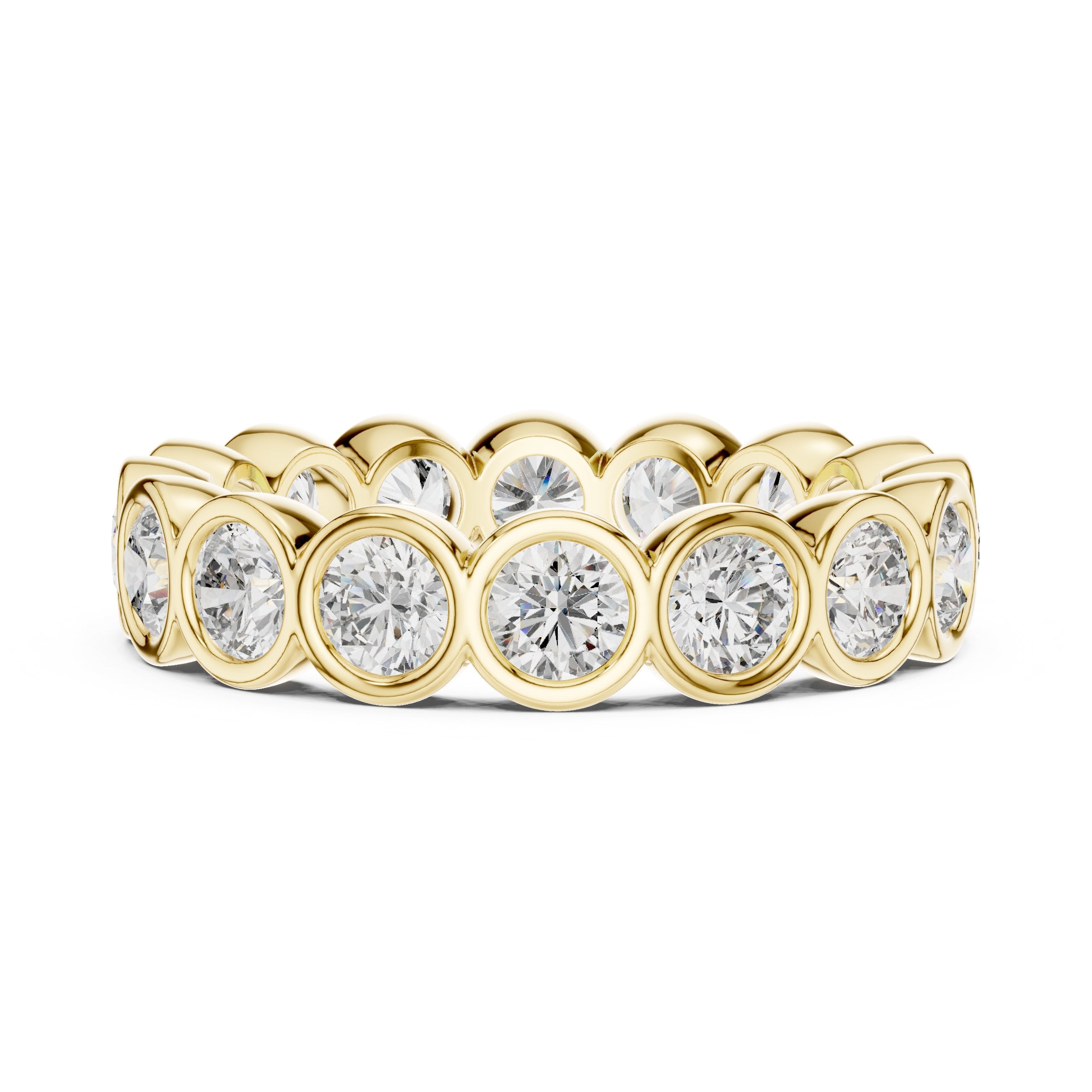 Round Diamond Bezel Set Full Eternity Band in Yellow Gold - VYKA Diamonds