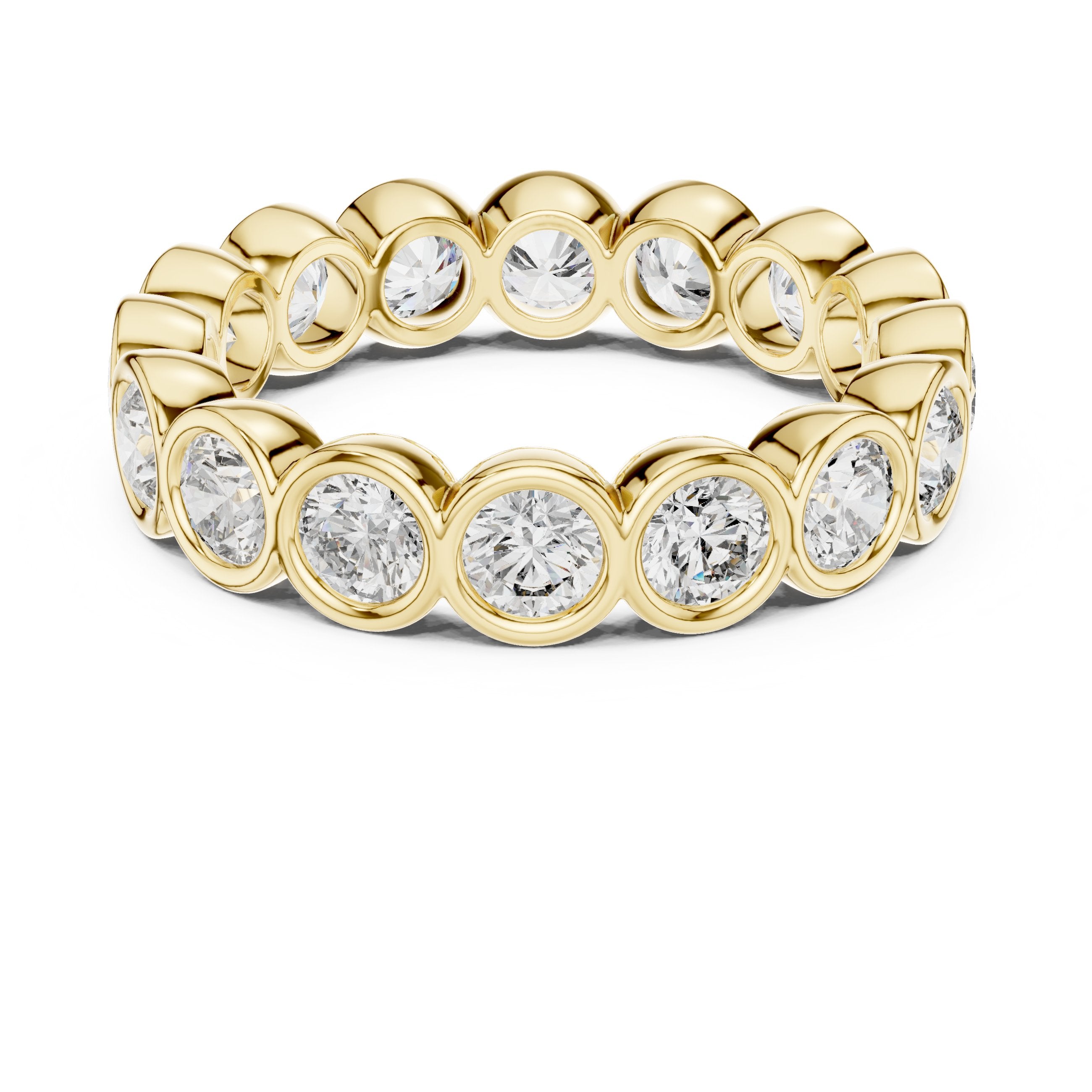 Round Diamond Bezel Set Full Eternity Band in Yellow Gold - VYKA Diamonds