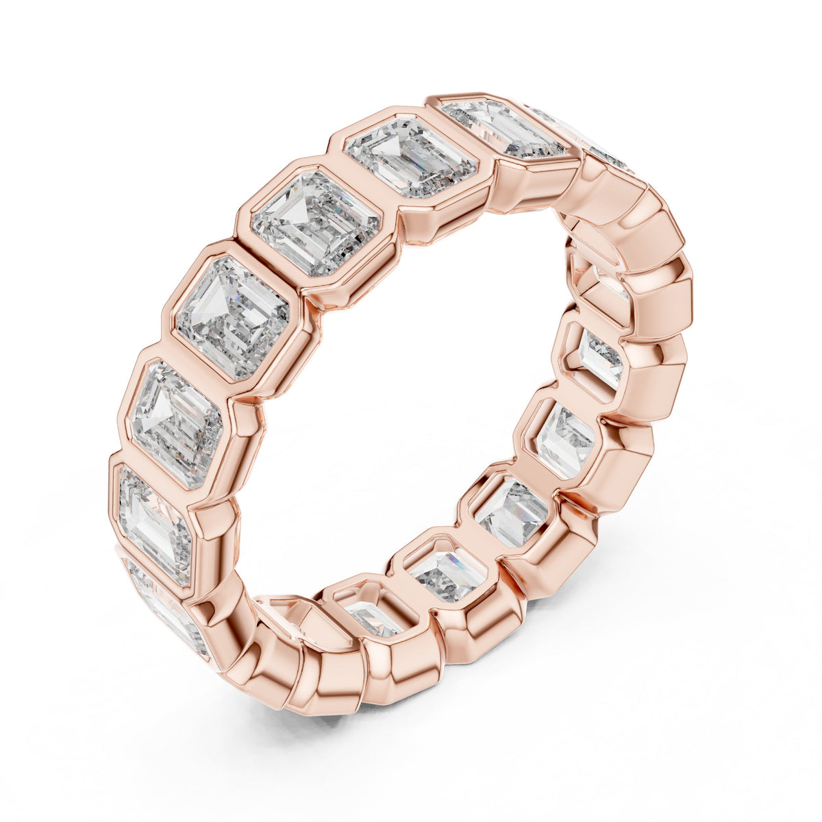 Emerald Cut Bezel Set Eternity Band