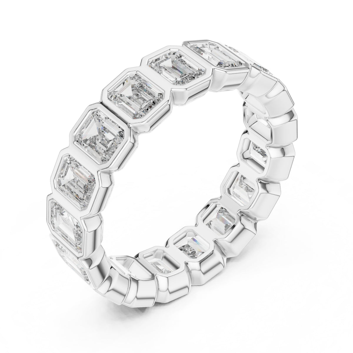 Emerald Cut Bezel Set Eternity Band