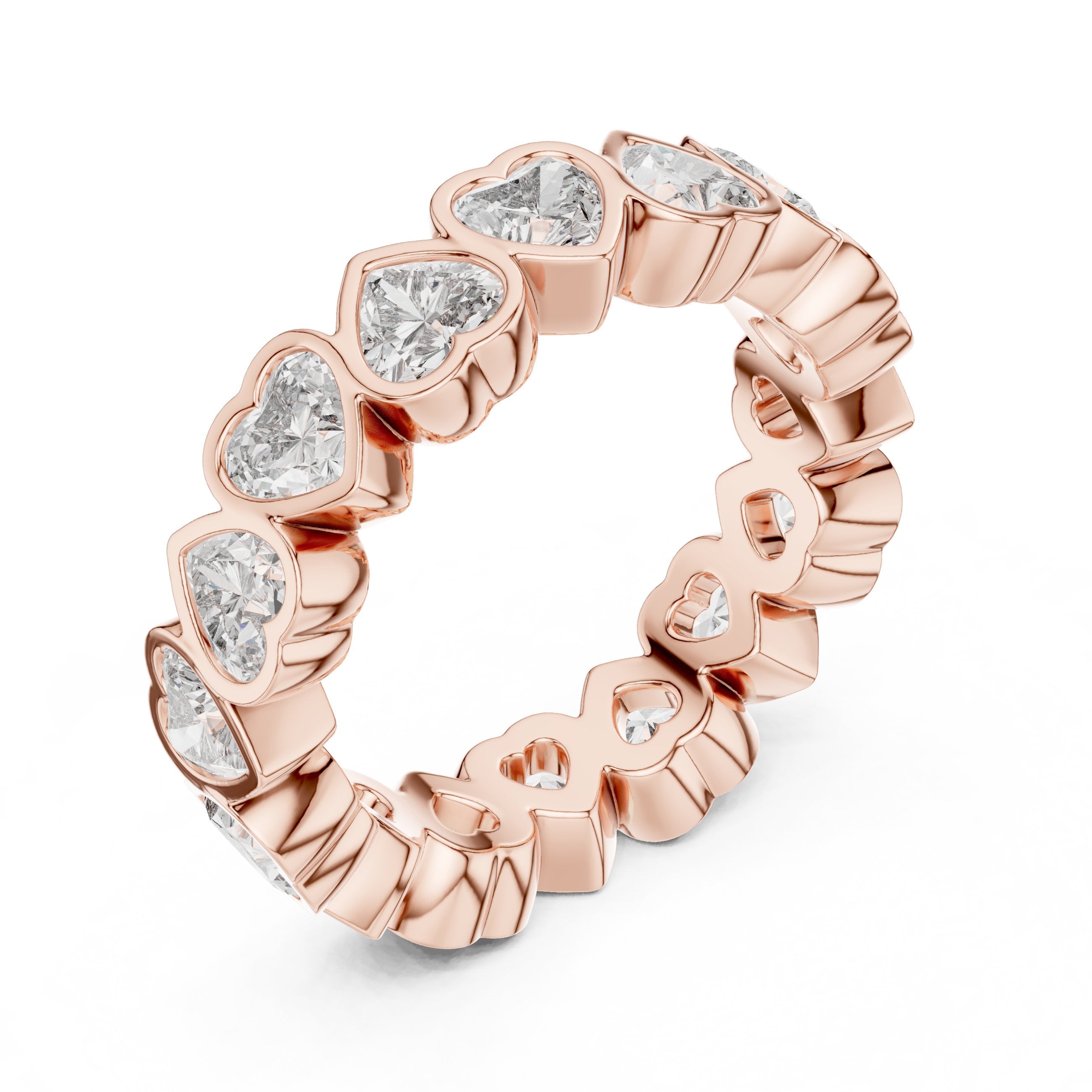 Heart Cut Diamond Eternity Band in Rose Gold - VYKA Diamonds