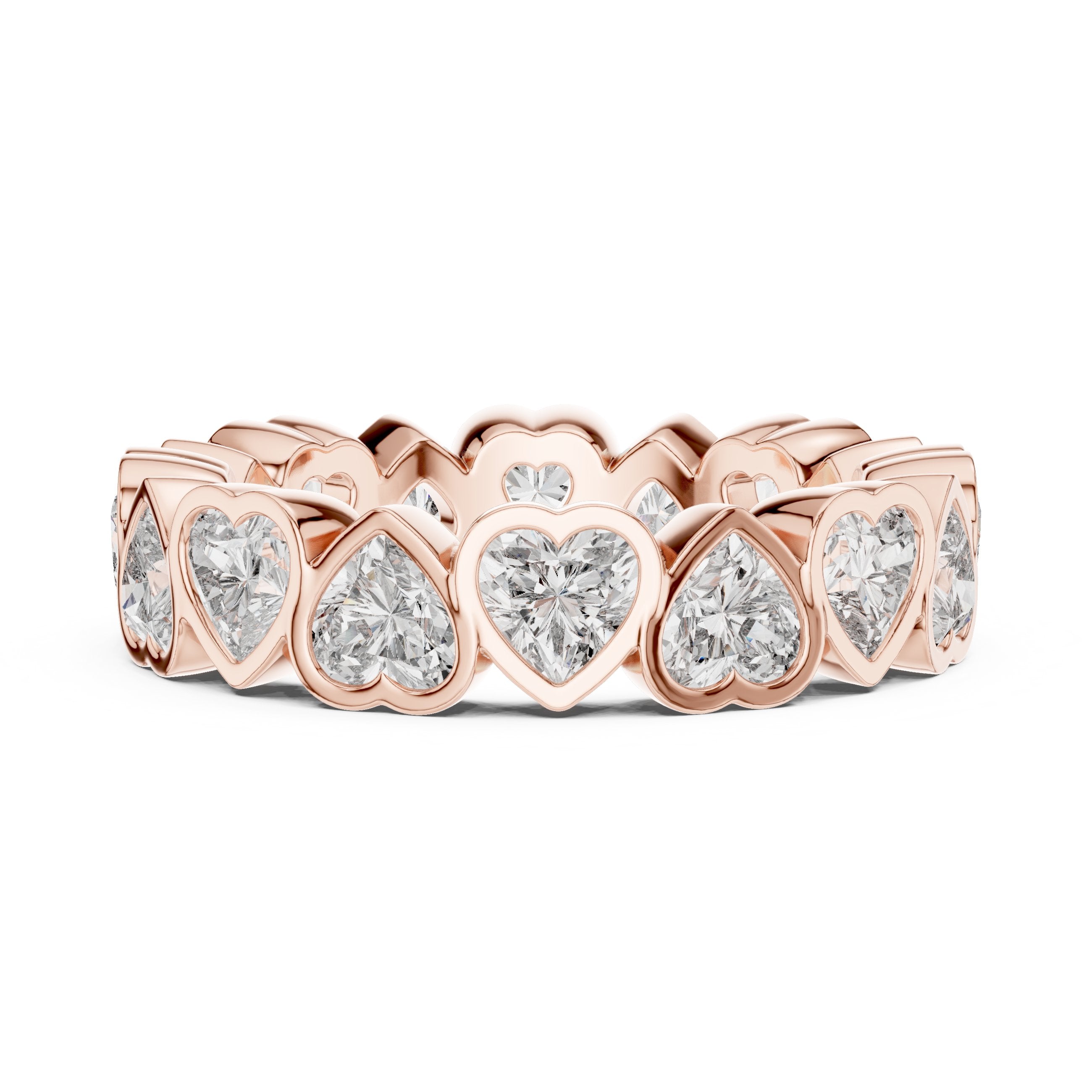 Heart Cut Diamond Eternity Band in Rose Gold - VYKA Diamonds