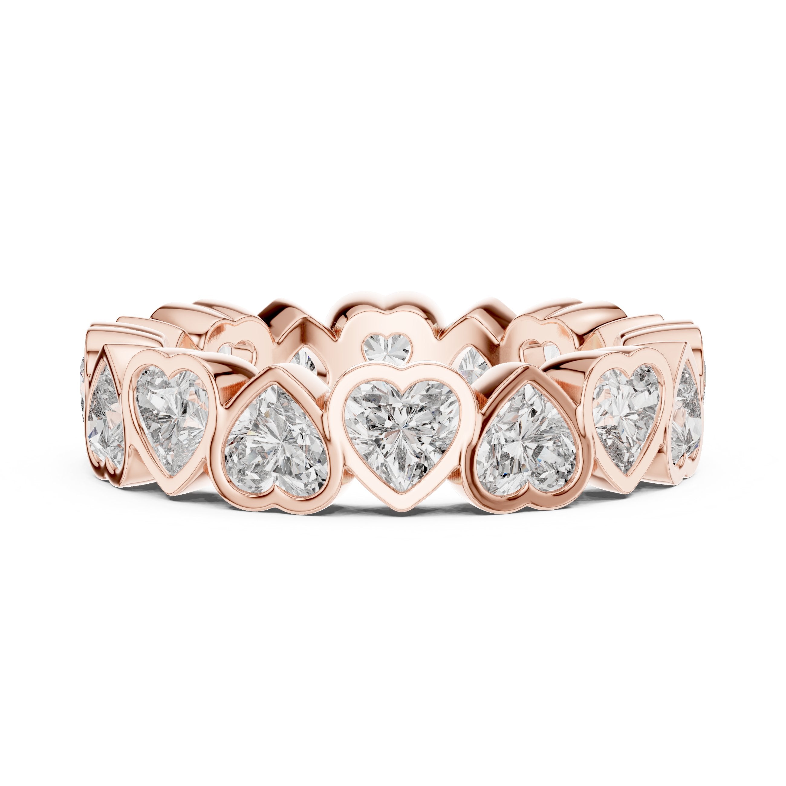 Heart Cut Diamond Eternity Band in Rose Gold - VYKA Diamonds