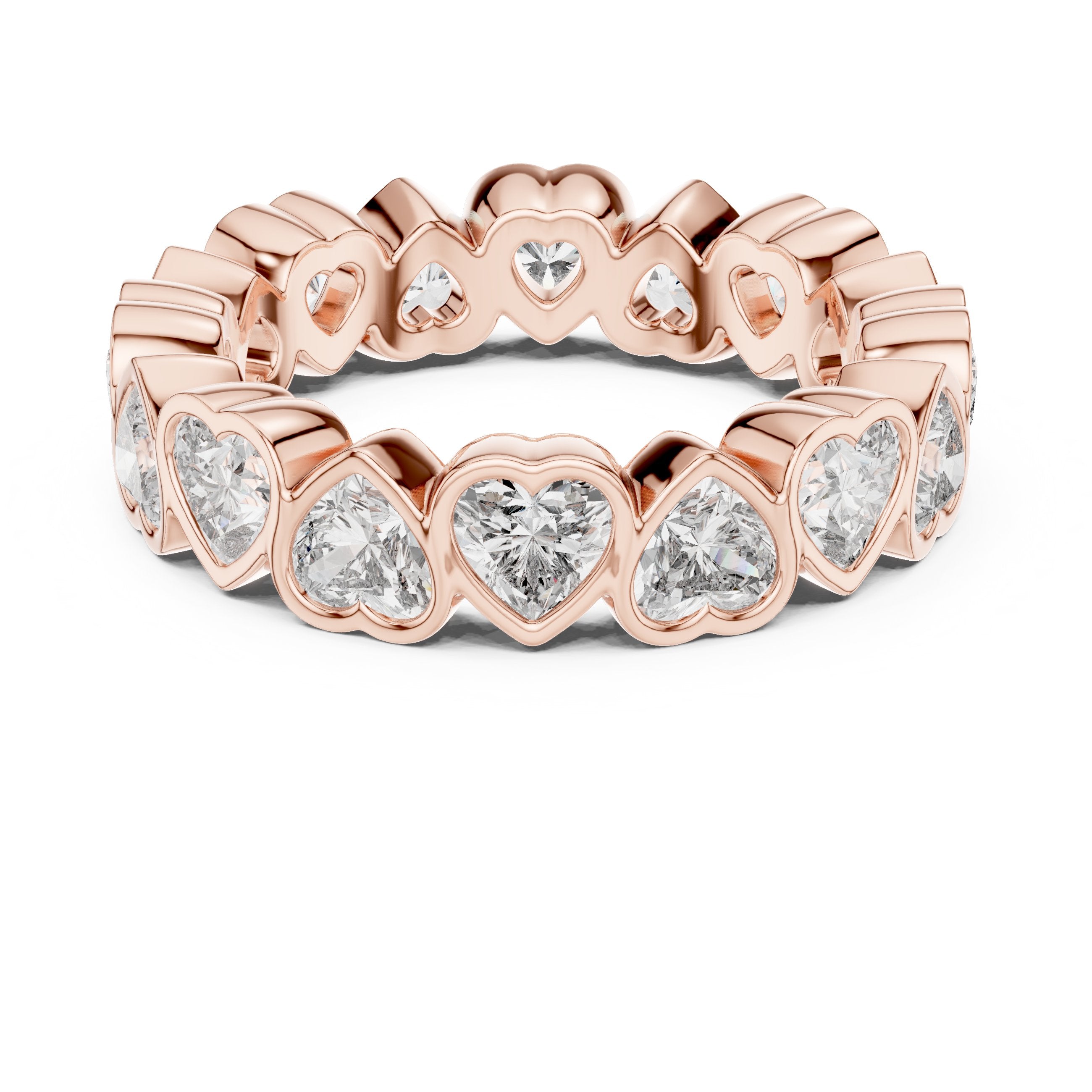 Heart Cut Diamond Eternity Band in Rose Gold - VYKA Diamonds