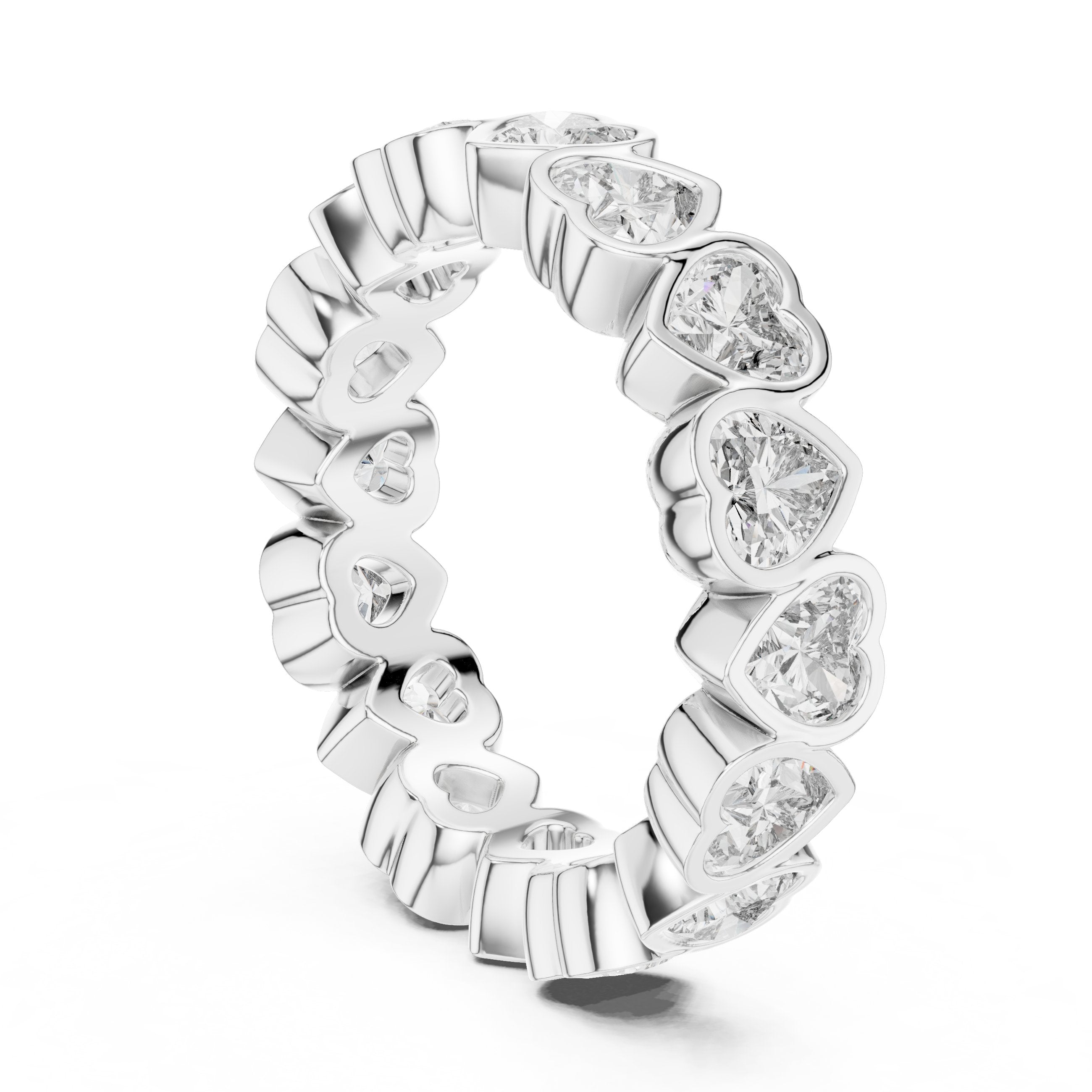 Heart Cut Diamond Eternity Band in White Gold - VYKA Diamonds