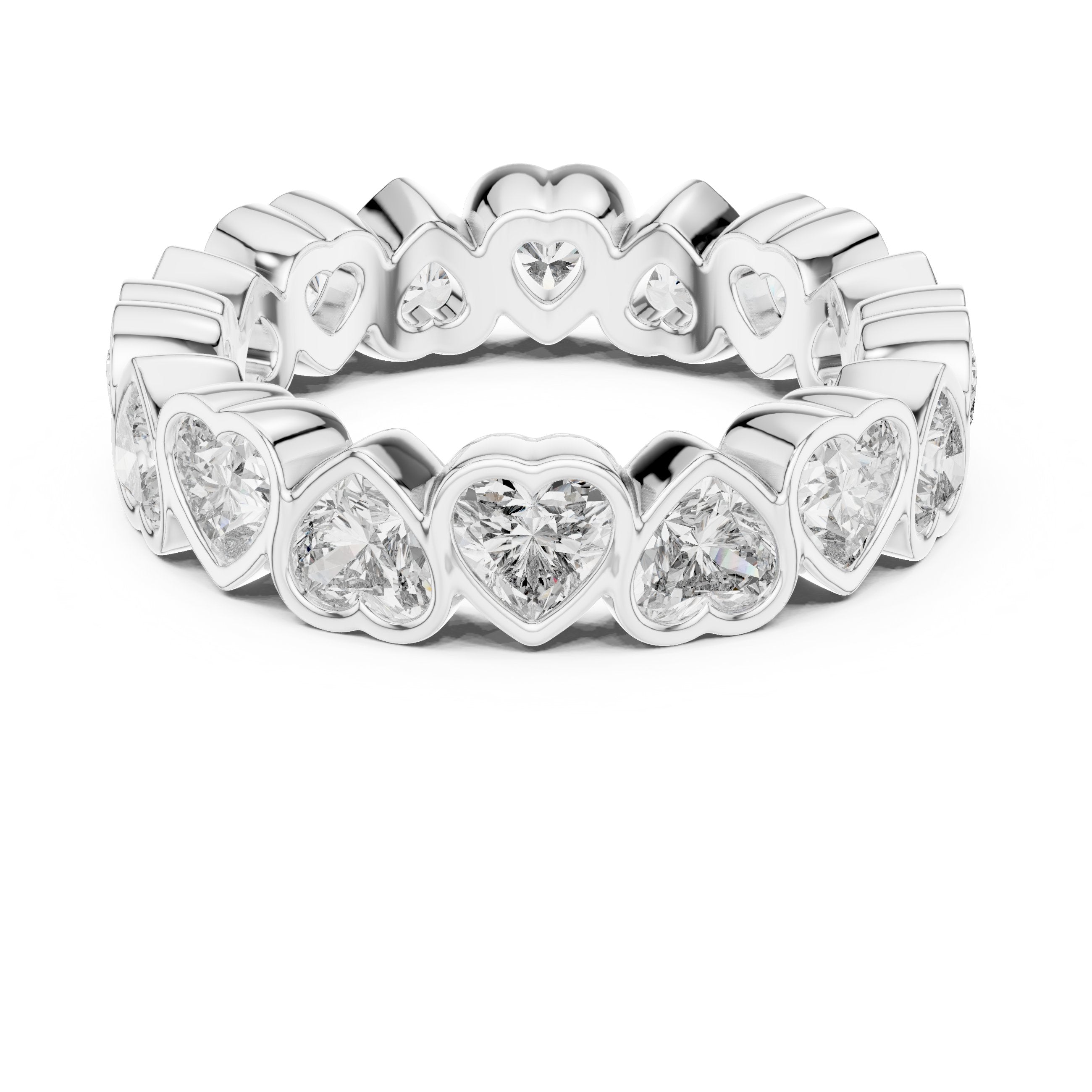 Heart Cut Diamond Eternity Band in White Gold - VYKA Diamonds