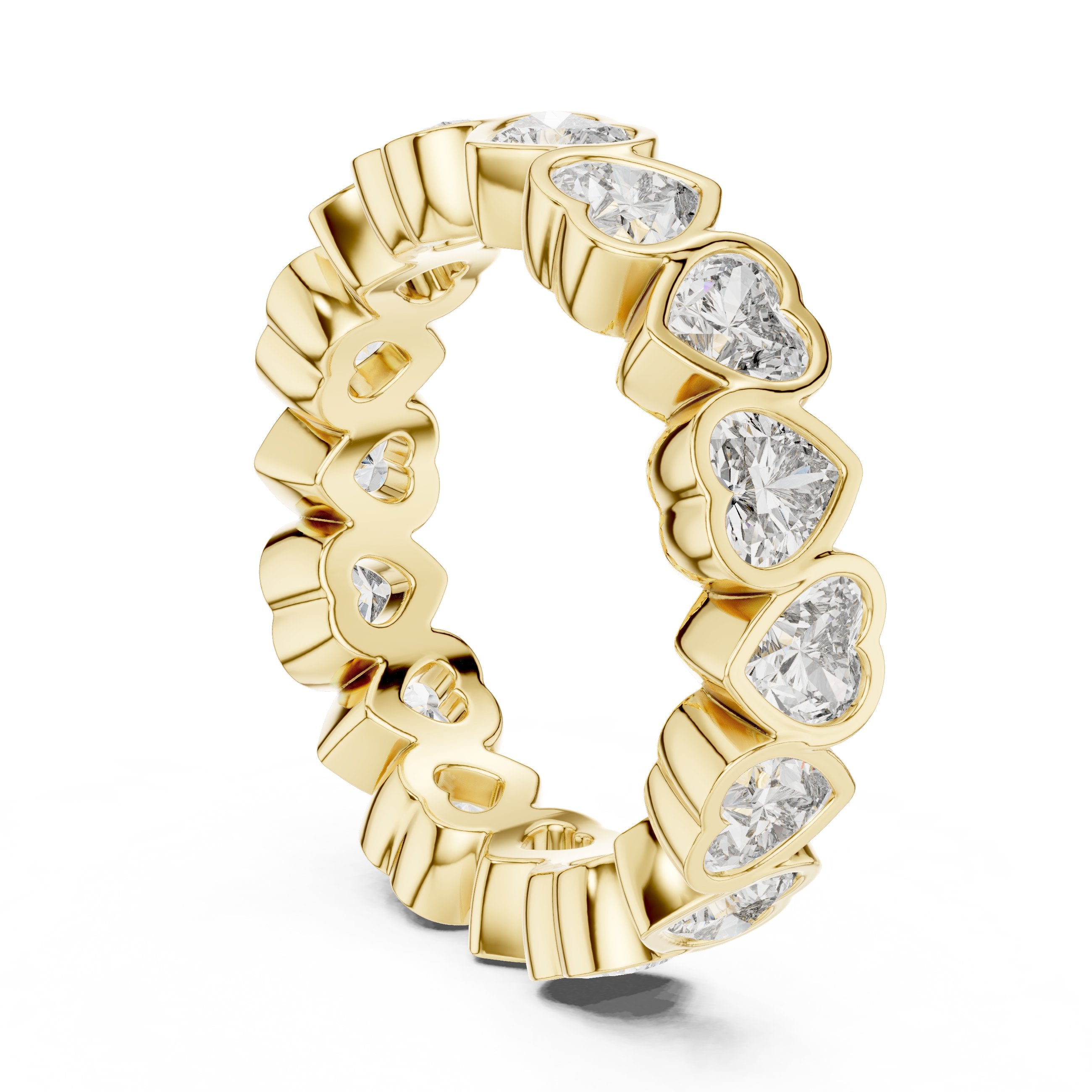 Heart Cut Diamond Eternity Band in Yellow Gold - VYKA Diamonds