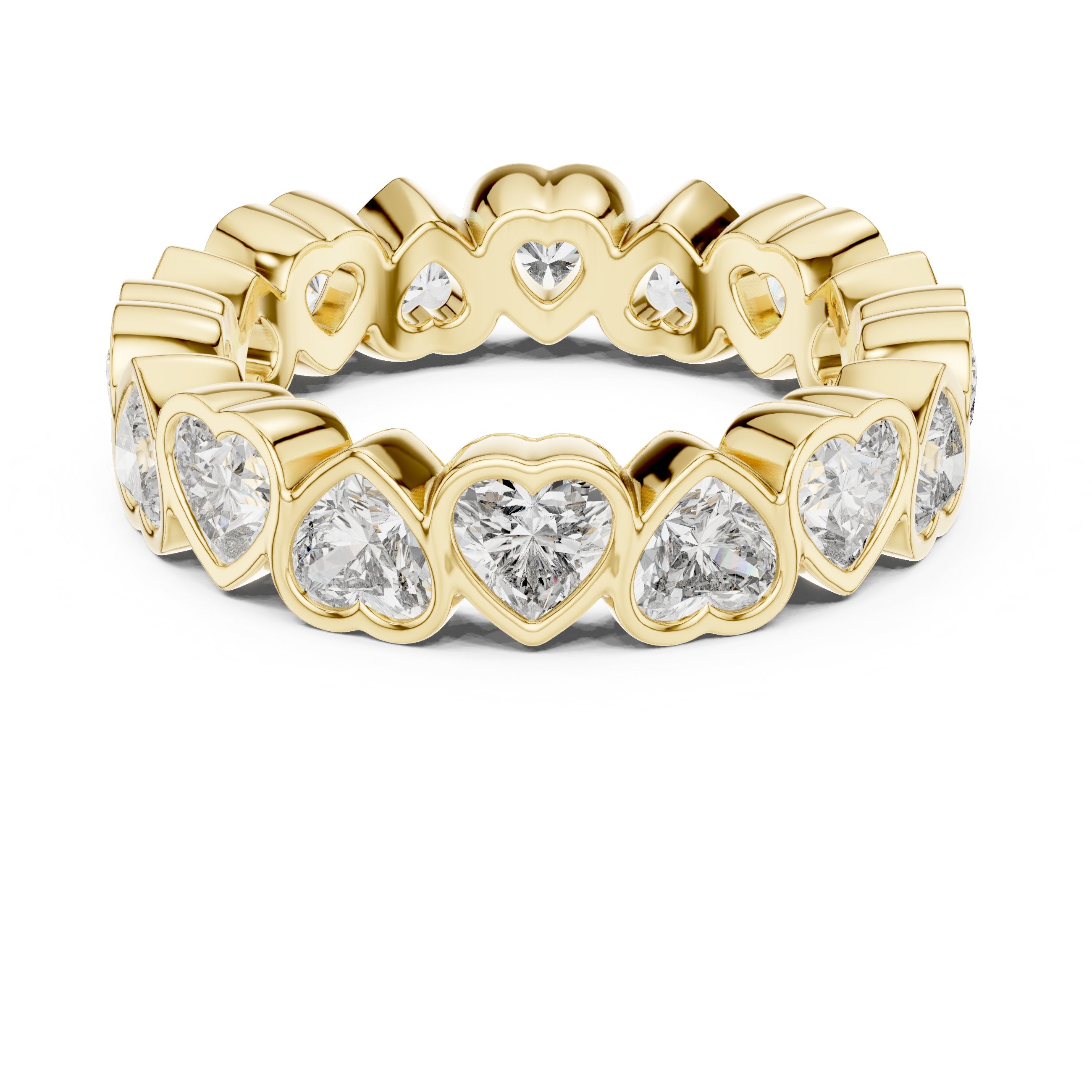 Heart Cut Diamond Eternity Band in Yellow Gold - VYKA Diamonds