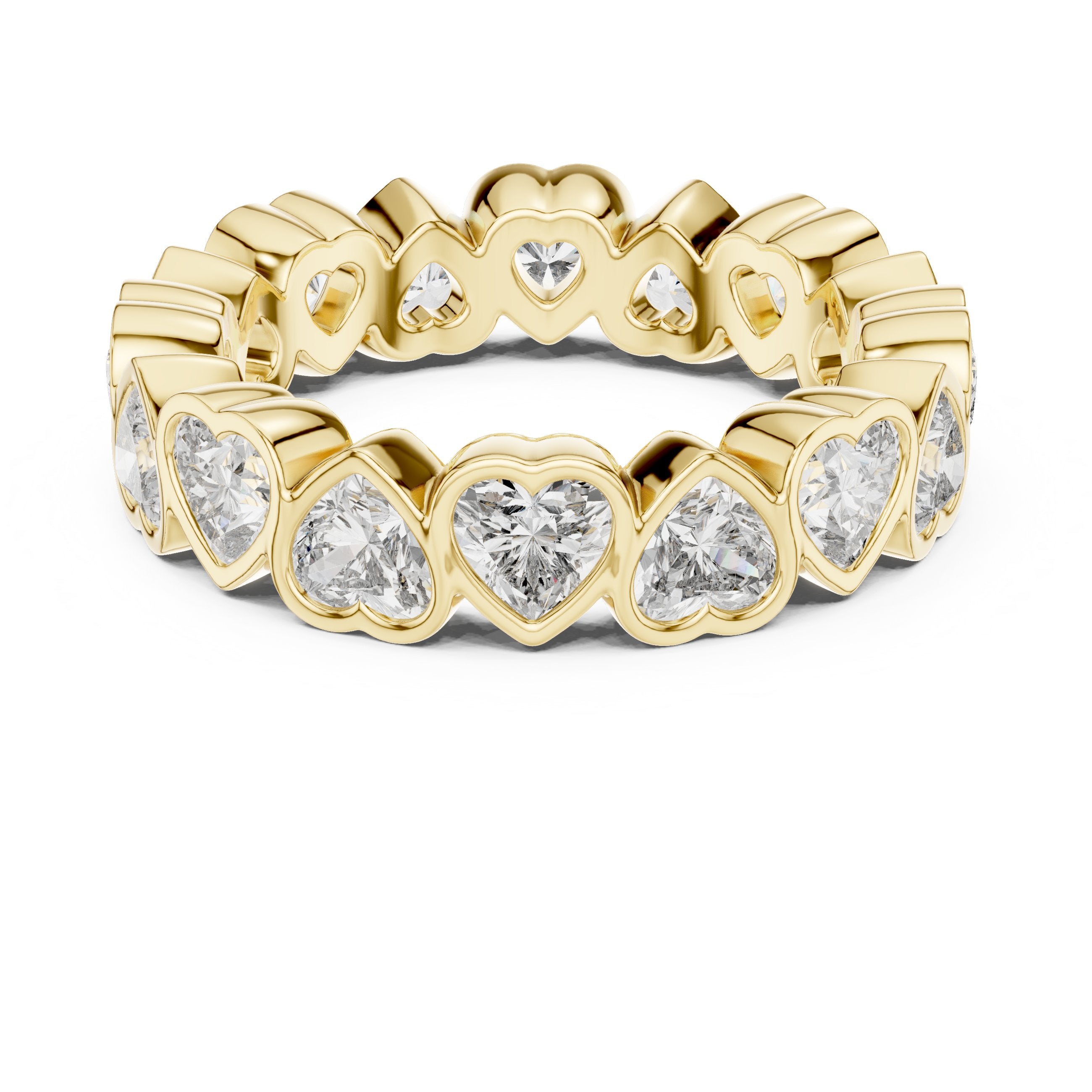 Heart Cut Diamond Eternity Band in Yellow Gold - VYKA Diamonds