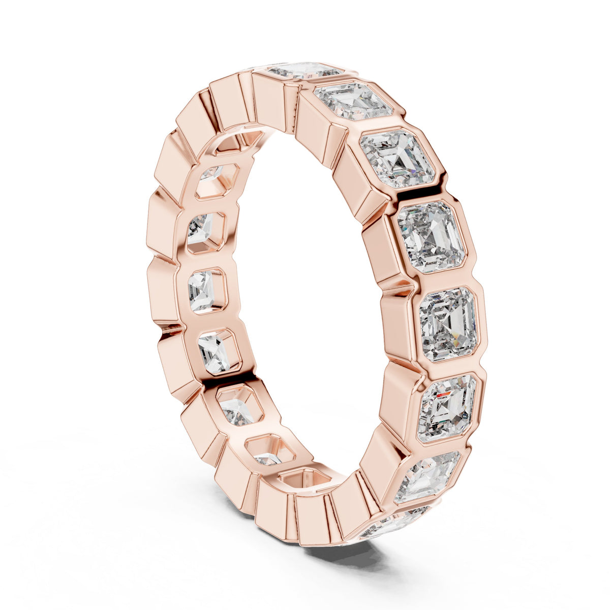 Asscher Cut Diamond Bezel Set Eternity Band