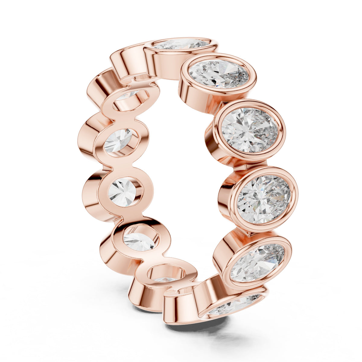 Oval Diamond Bezel Set Eternity Band