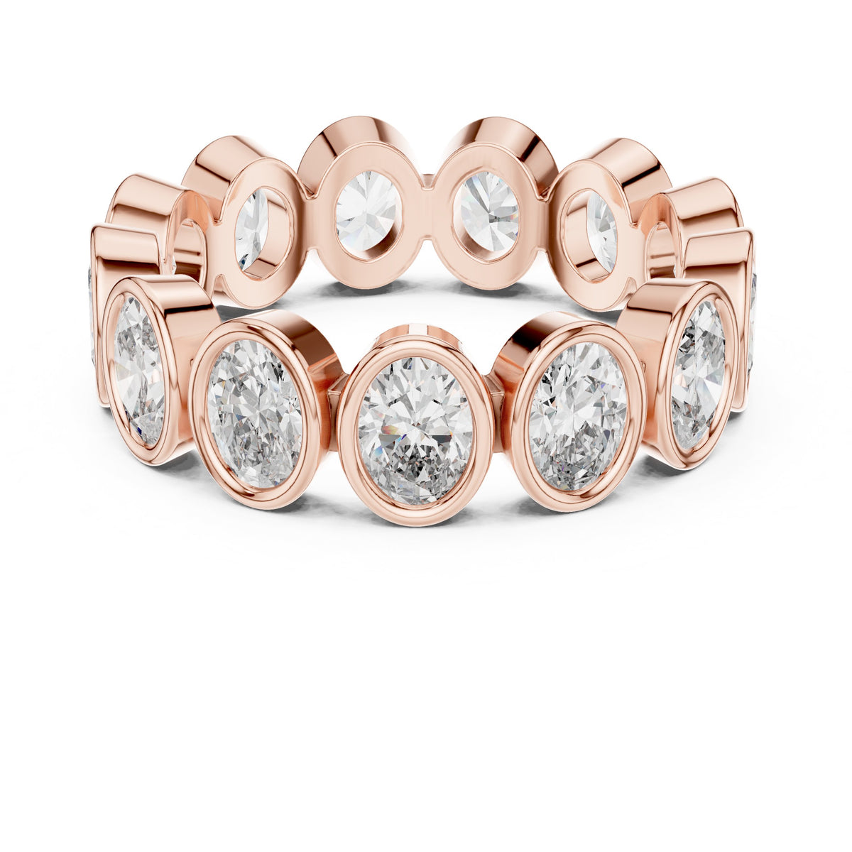Oval Diamond Bezel Set Eternity Band