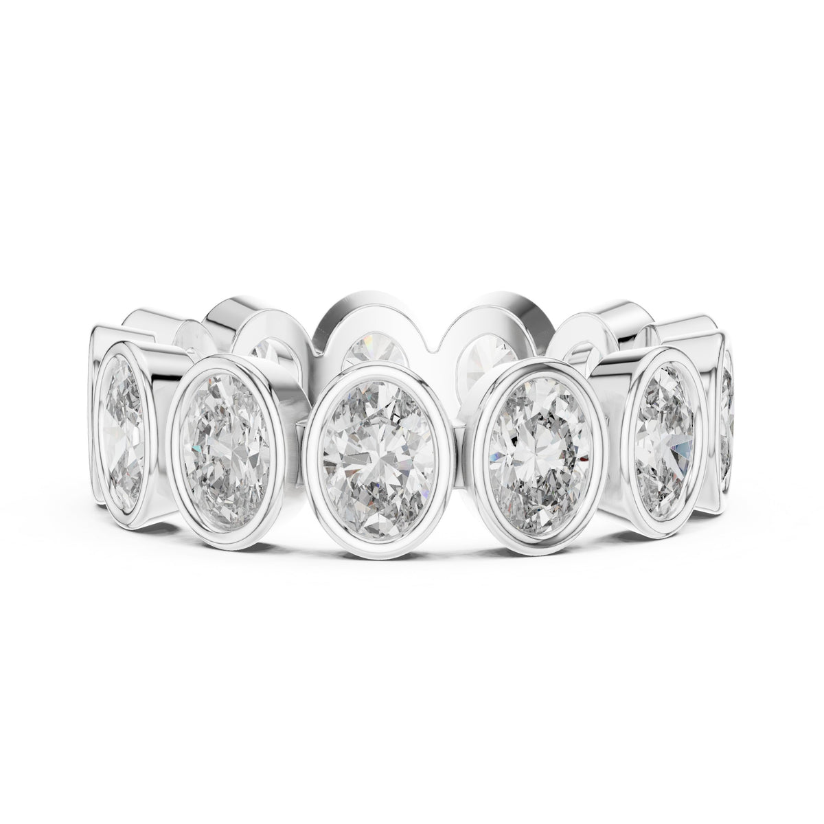 Oval Diamond Bezel Set Eternity Band