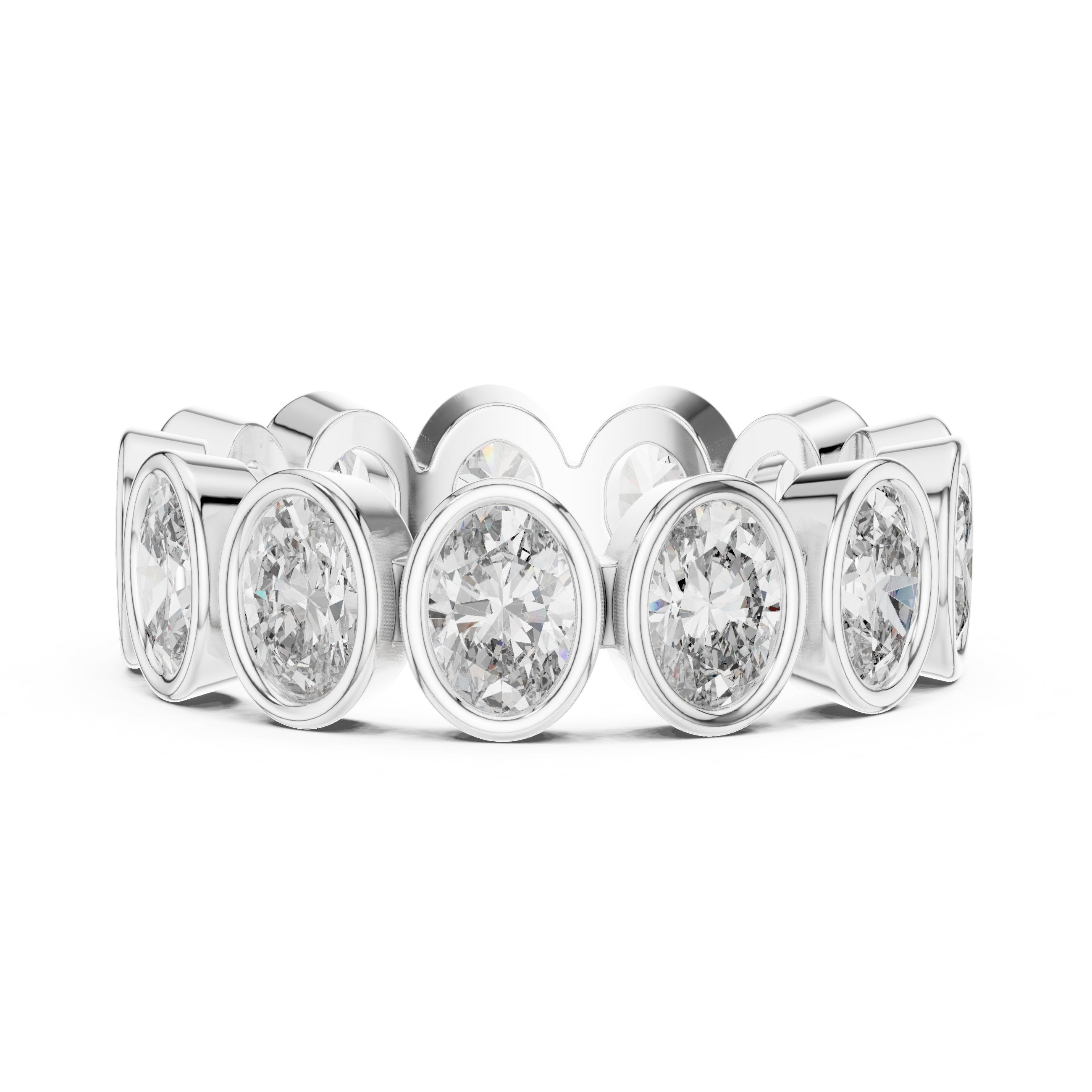 Oval Diamond Bezel Set Eternity Band in White Gold - VYKA Diamonds