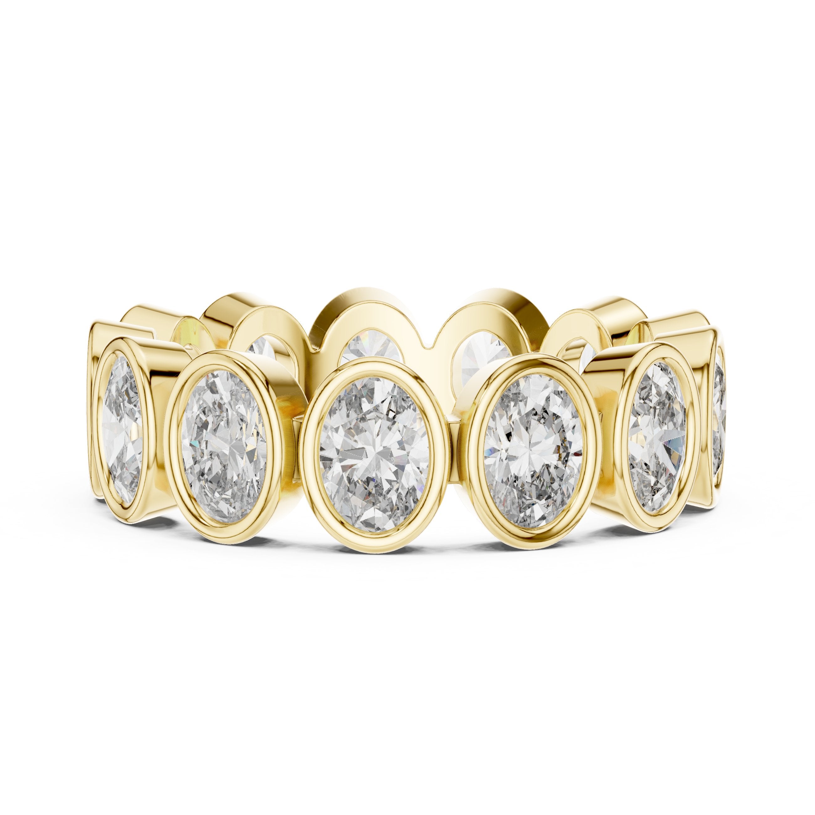 Oval Diamond Bezel Set Eternity Band in Yellow Gold - VYKA Diamonds