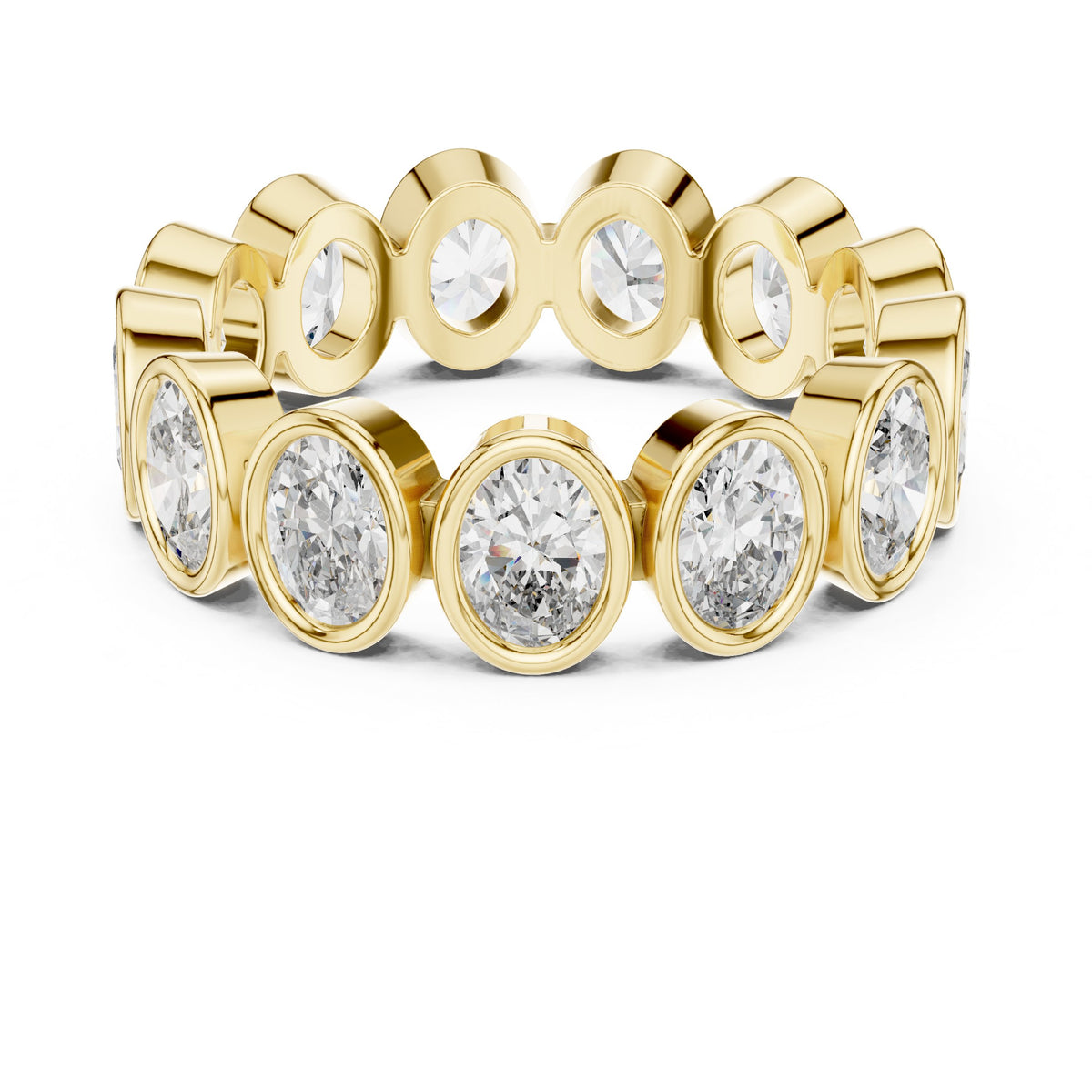 Oval Diamond Bezel Set Eternity Band