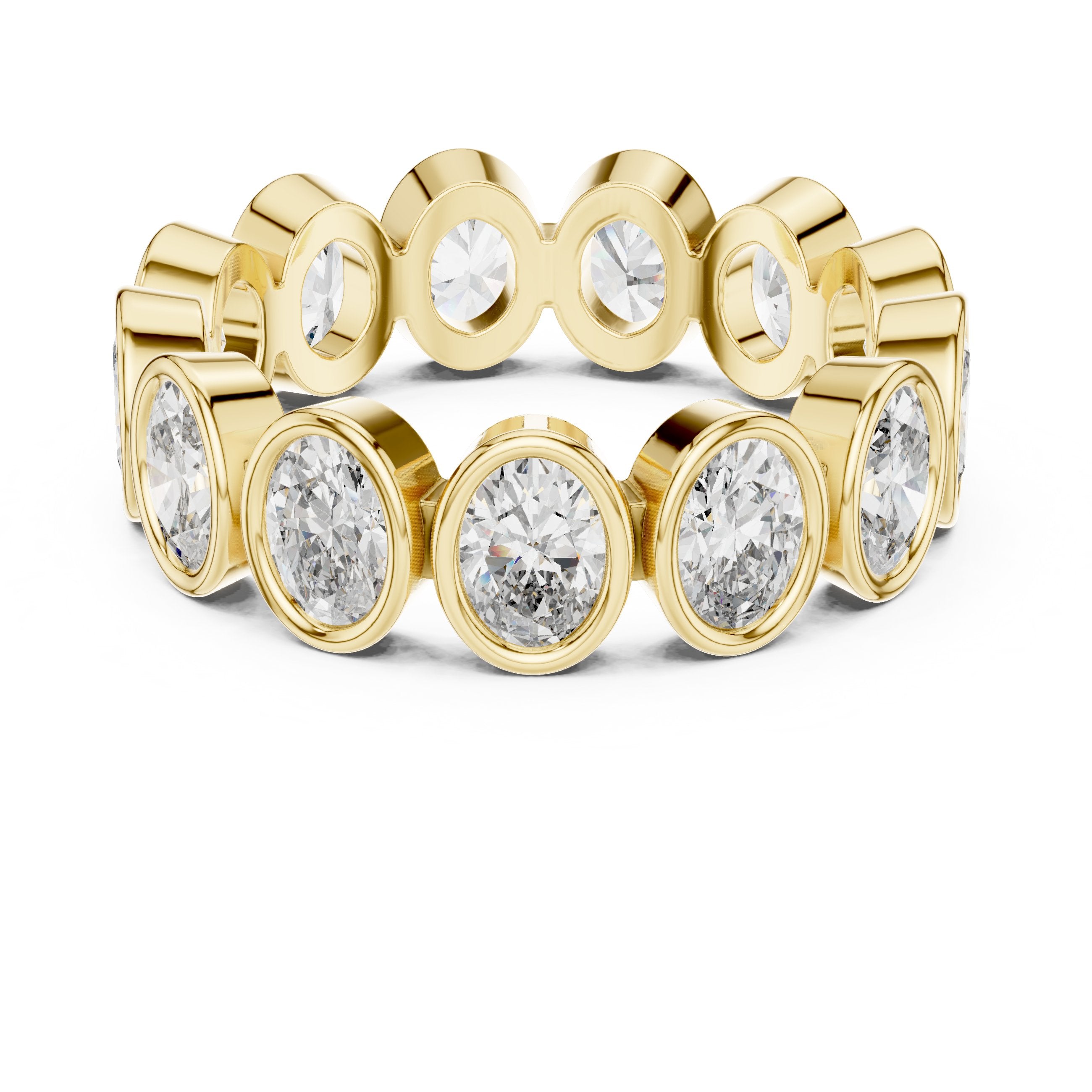 Oval Diamond Bezel Set Eternity Band in Yellow Gold - VYKA Diamonds
