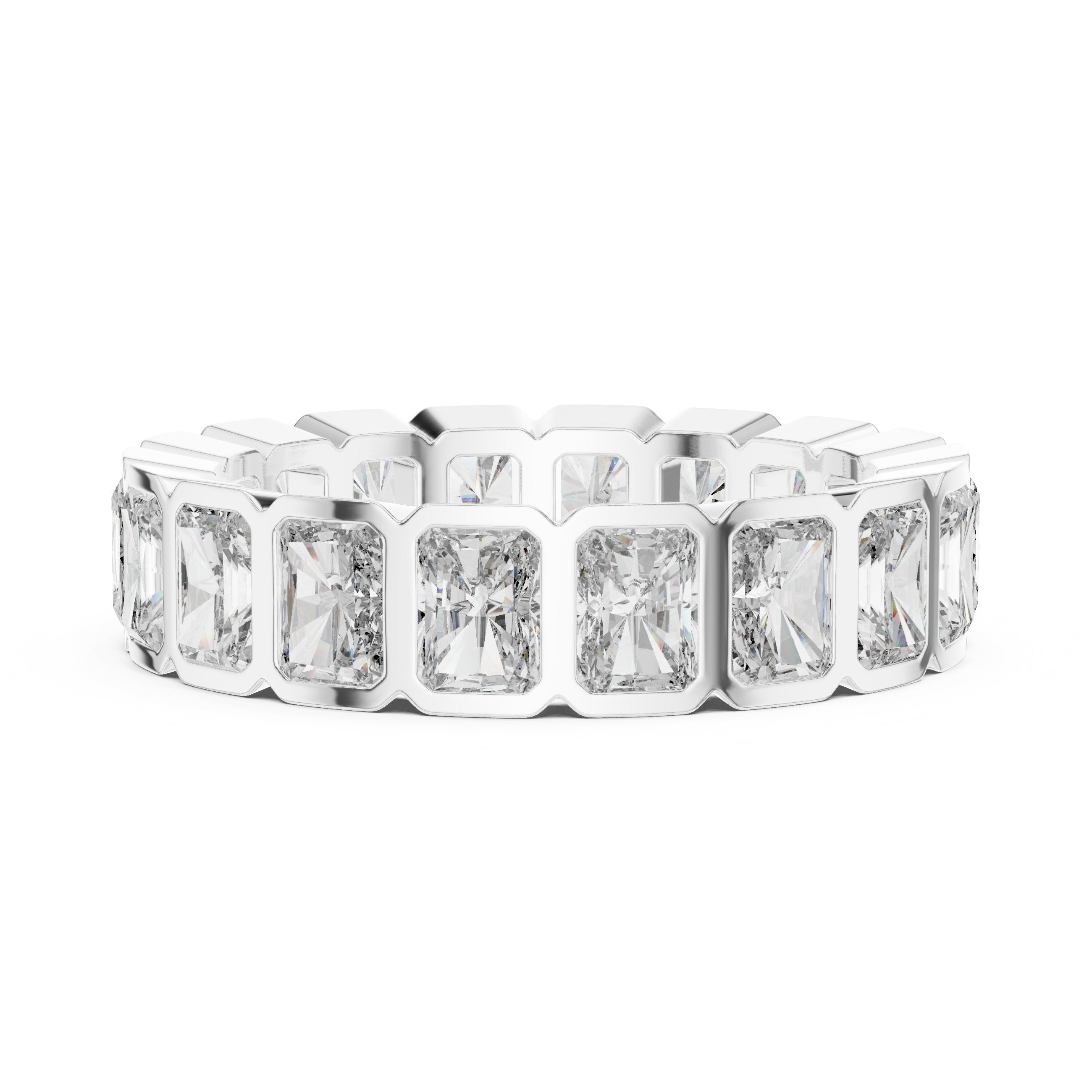 Radiant Cut Bezel Set Diamond Eternity Band in White Gold - VYKA Diamonds