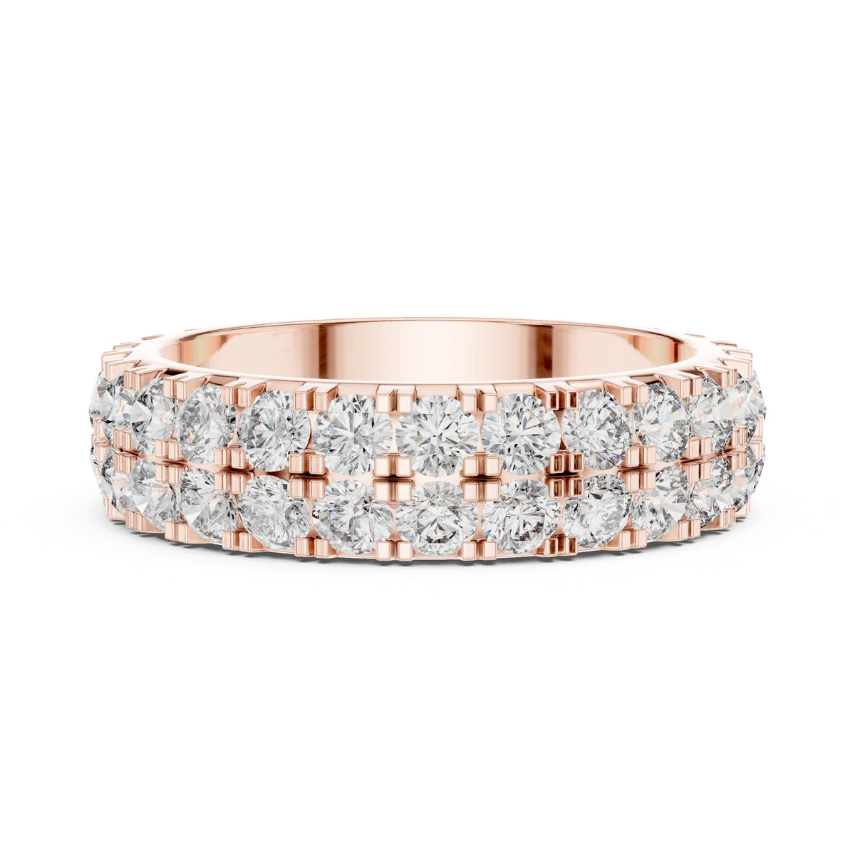 Round Diamond Triple Row Pavé Eternity Band