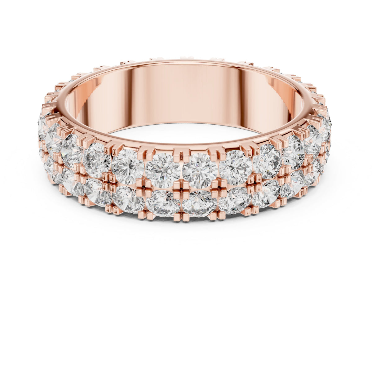 Round Diamond Triple Row Pavé Eternity Band