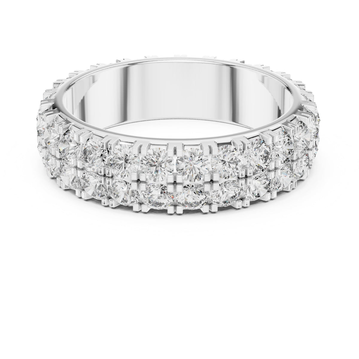 Round Diamond Triple Row Pavé Eternity Band
