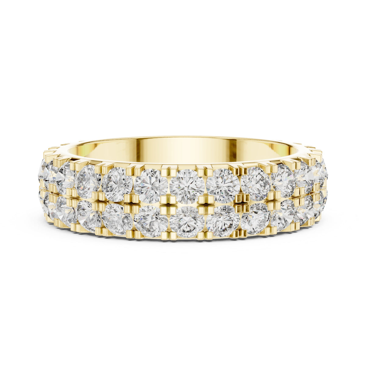 Round Diamond Triple Row Pavé Eternity Band