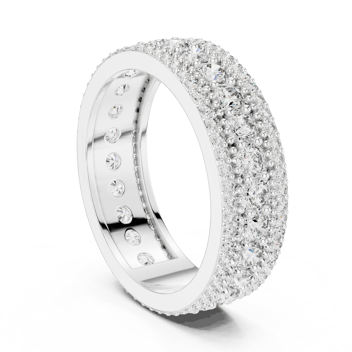 Round Diamond Wide Multi-Row Pavé Anniversary Band