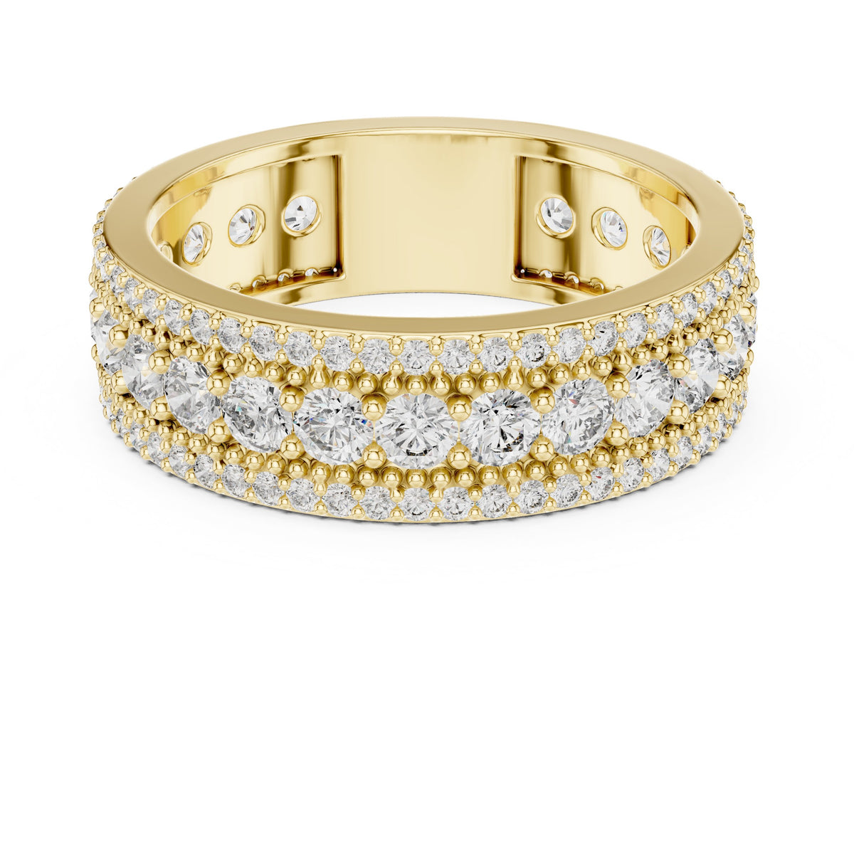 Round Diamond Wide Multi-Row Pavé Anniversary Band
