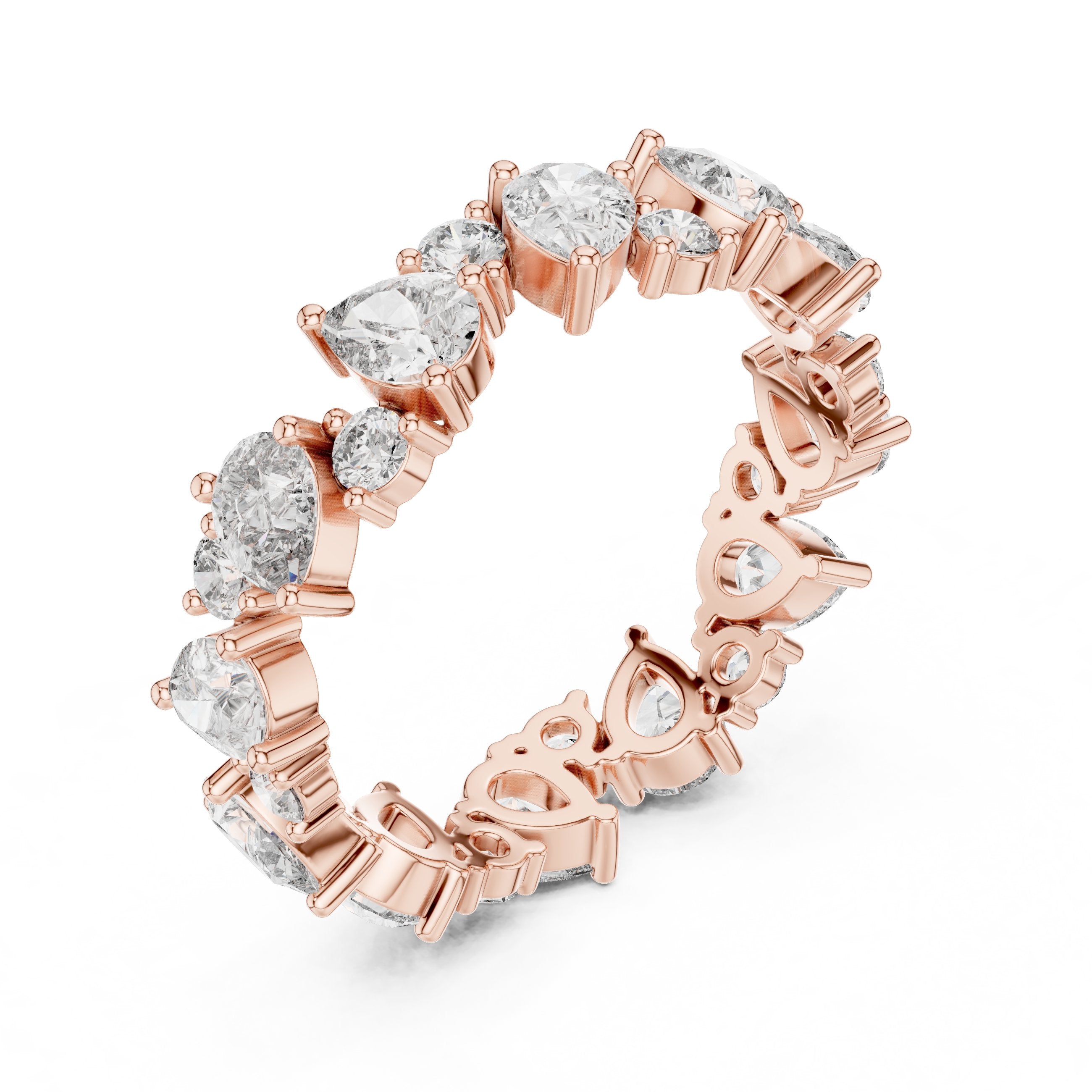 Pear and Round Alternating Diamond Eternity Band in Rose Gold - VYKA Diamonds