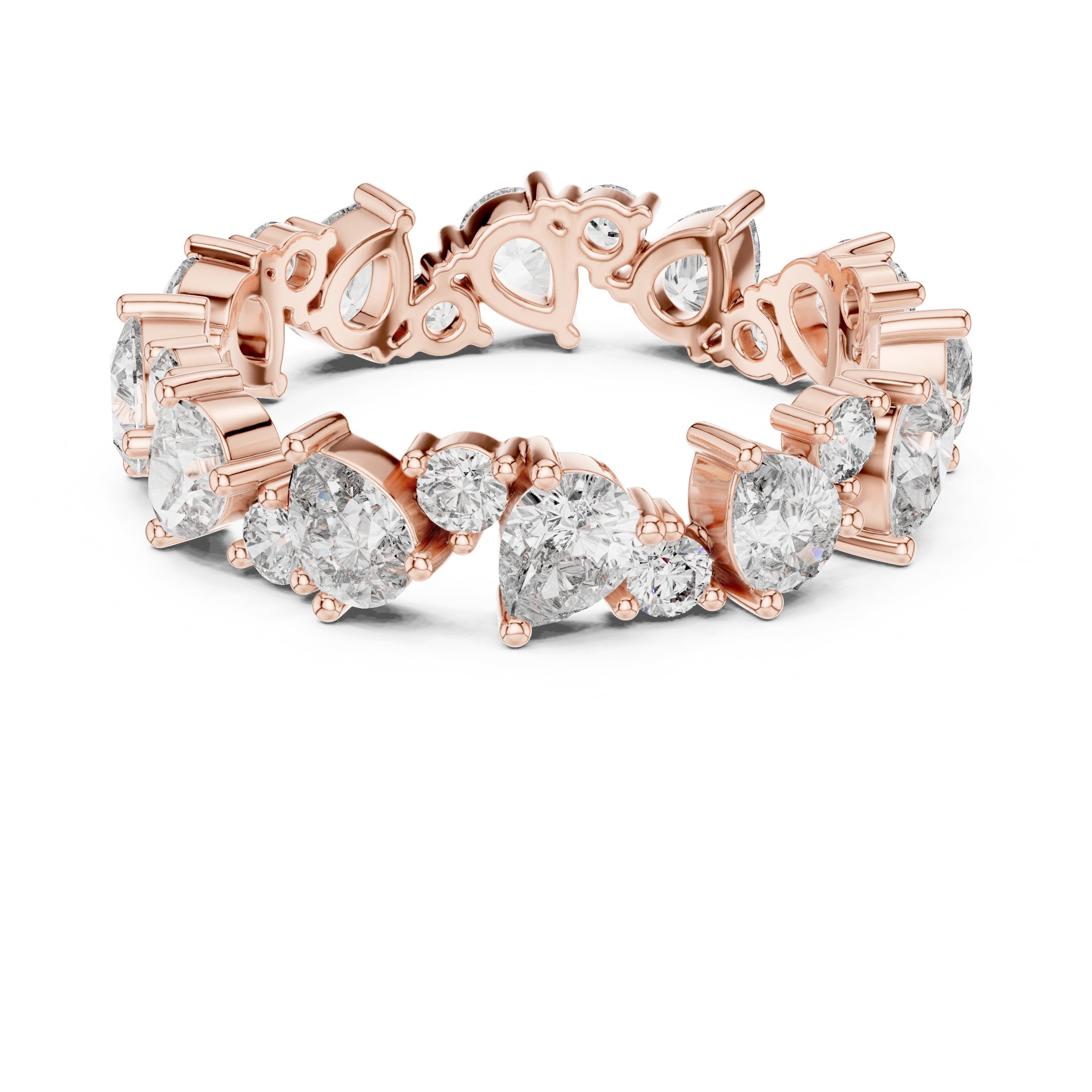 Pear and Round Alternating Diamond Eternity Band in Rose Gold - VYKA Diamonds