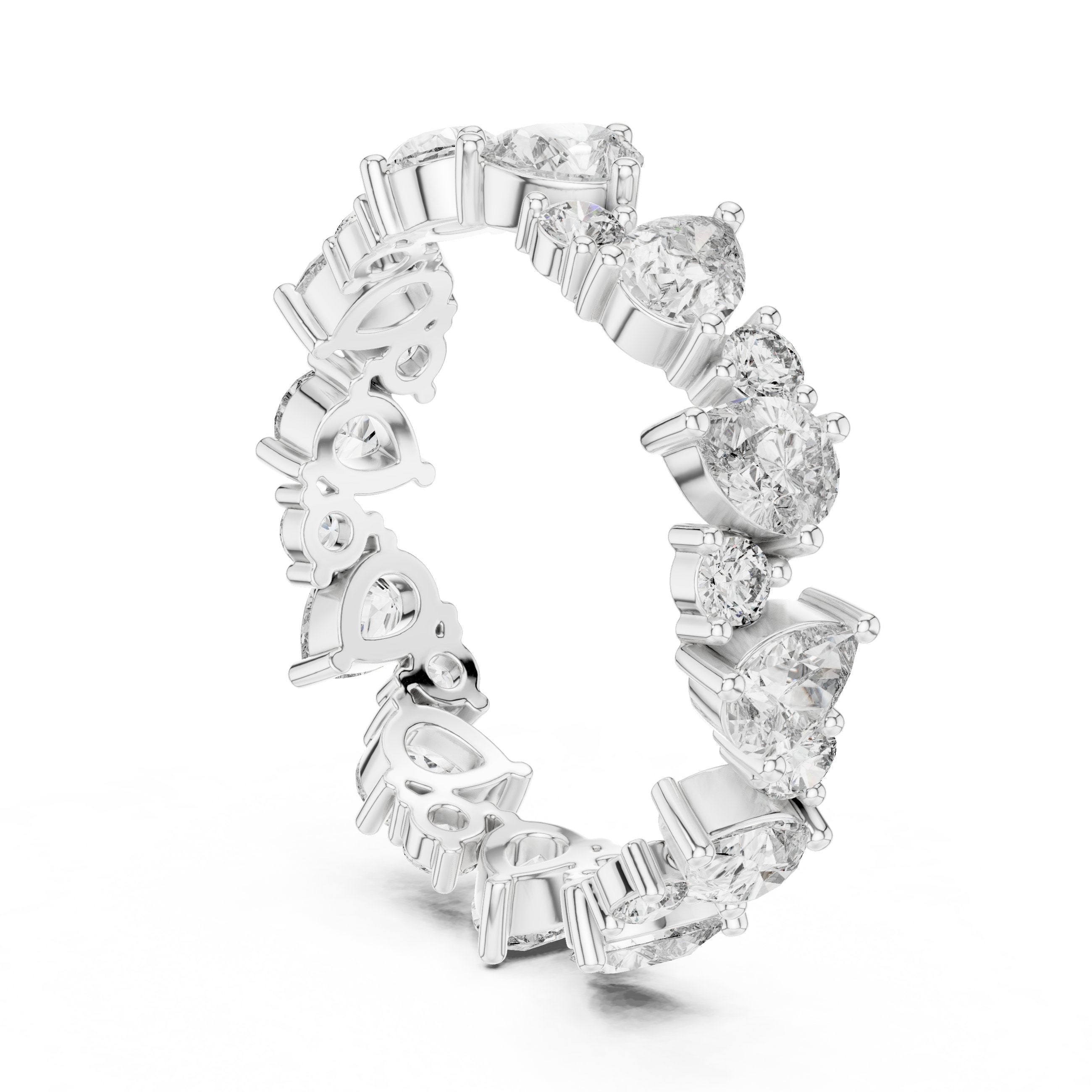 Pear and Round Alternating Diamond Eternity Band in White Gold - VYKA Diamonds