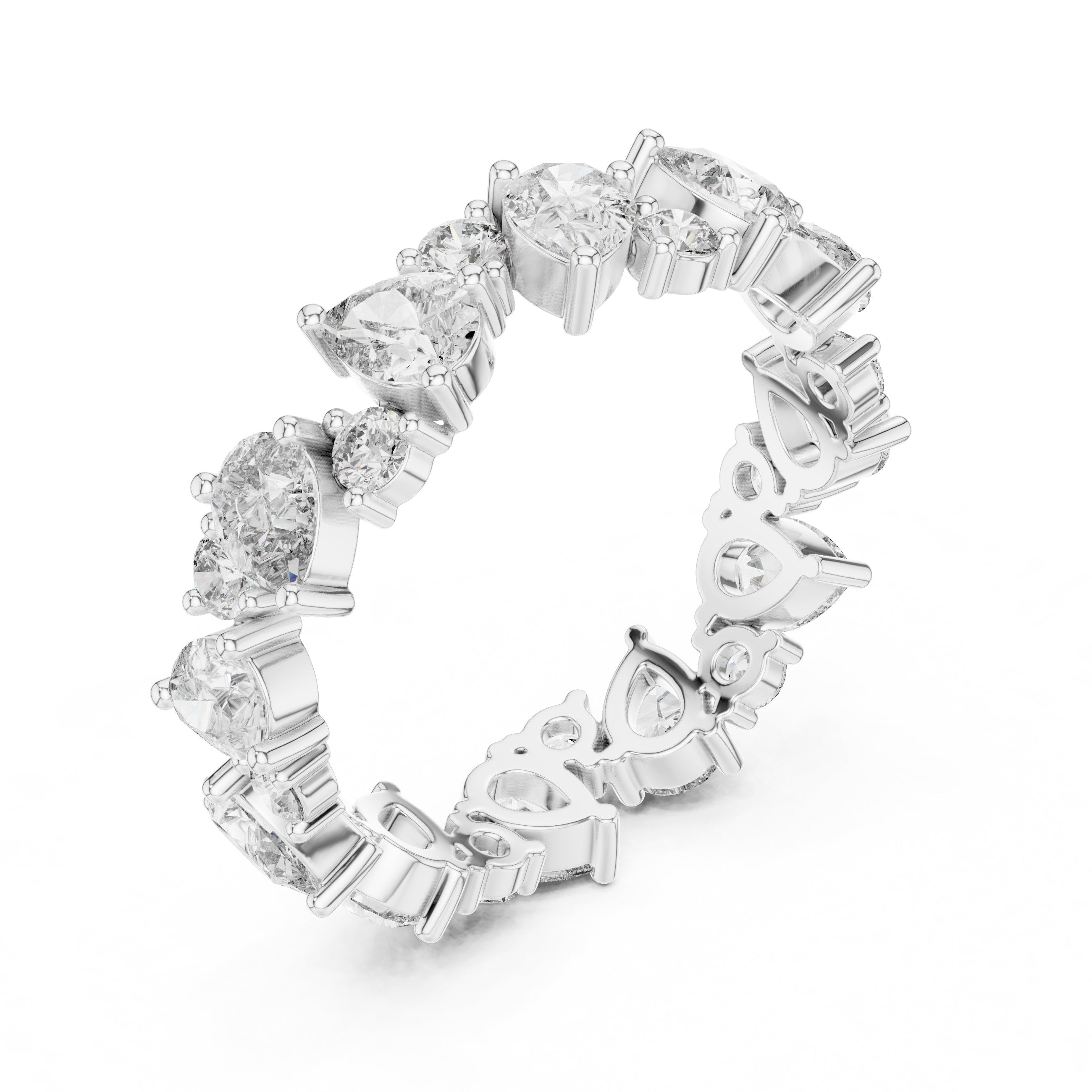 Pear and Round Alternating Diamond Eternity Band in White Gold - VYKA Diamonds