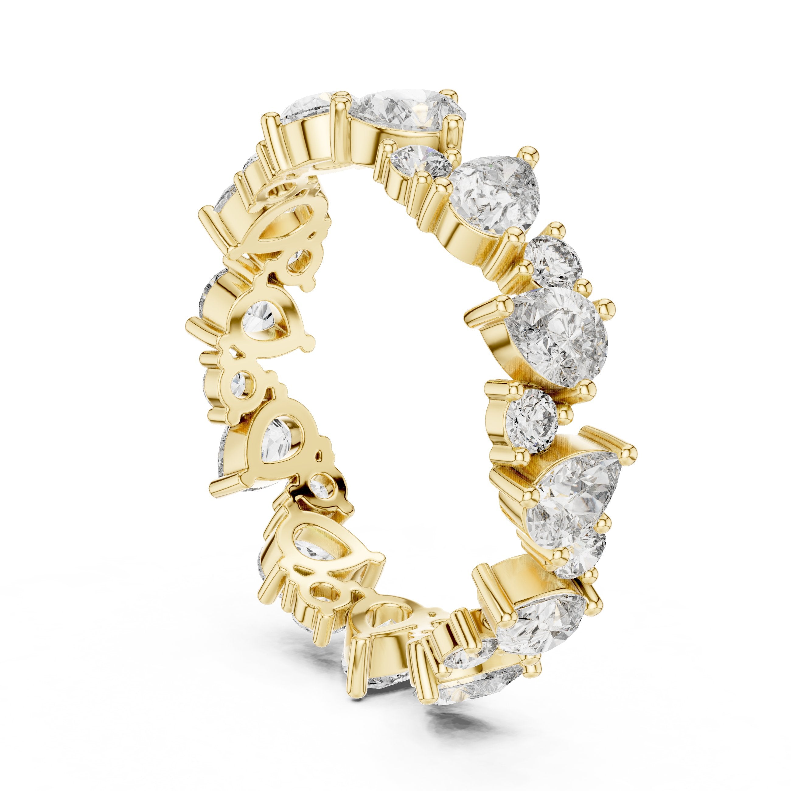 Pear and Round Alternating Diamond Eternity Band in Yellow Gold - VYKA Diamonds