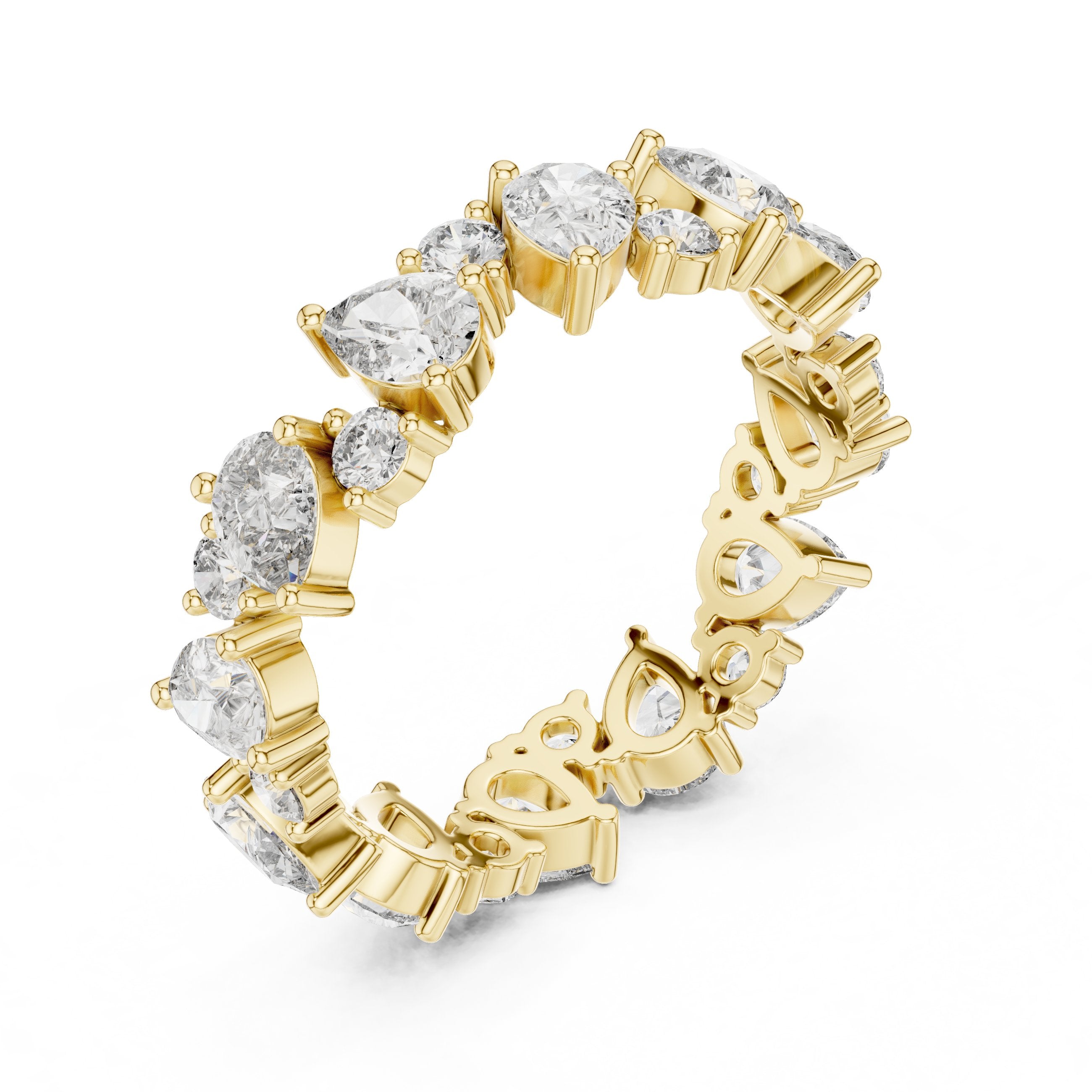 Pear and Round Alternating Diamond Eternity Band in Yellow Gold - VYKA Diamonds