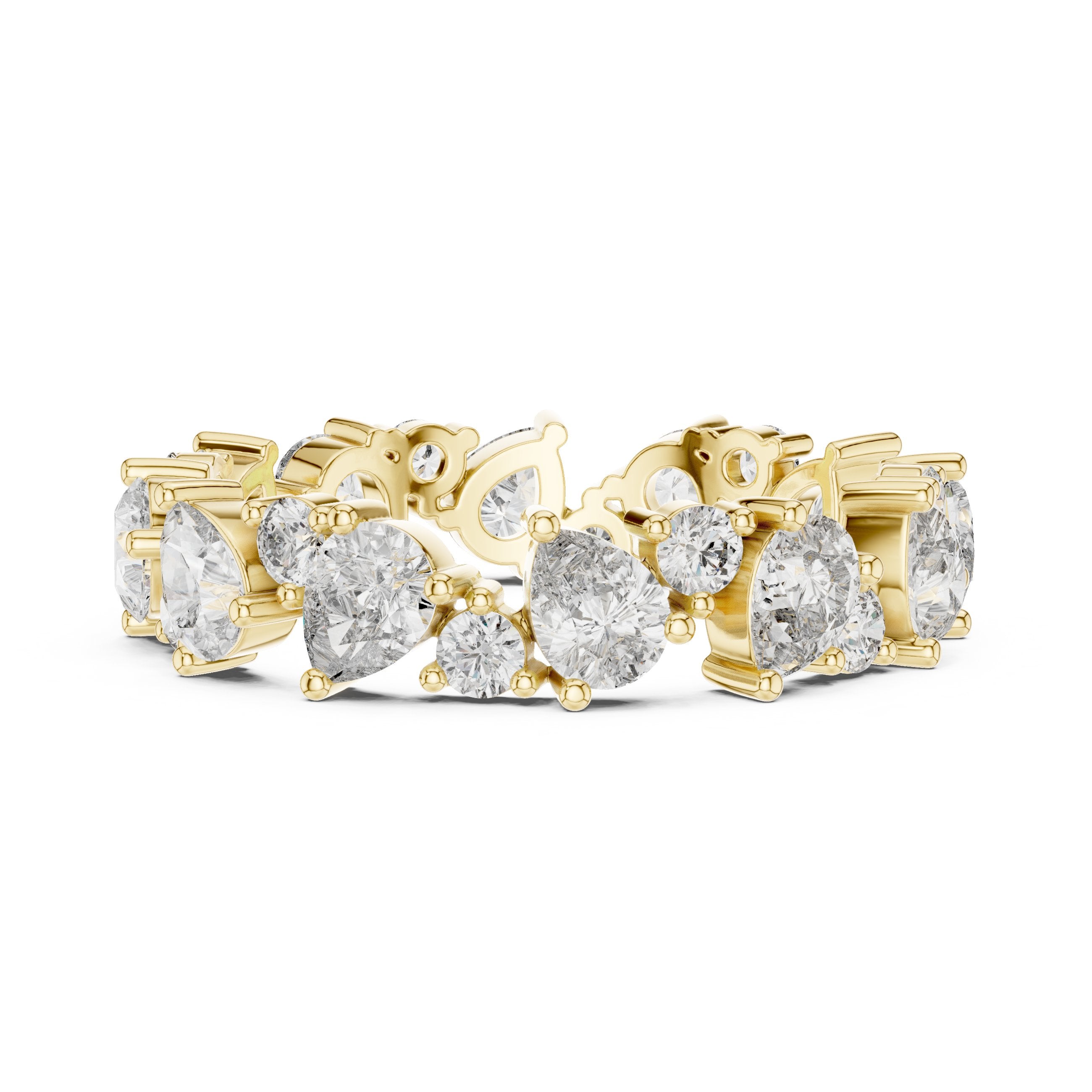 Pear and Round Alternating Diamond Eternity Band in Yellow Gold - VYKA Diamonds
