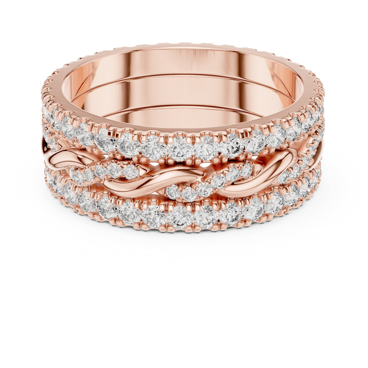 Round Diamond Triple Row Twisted Eternity Band