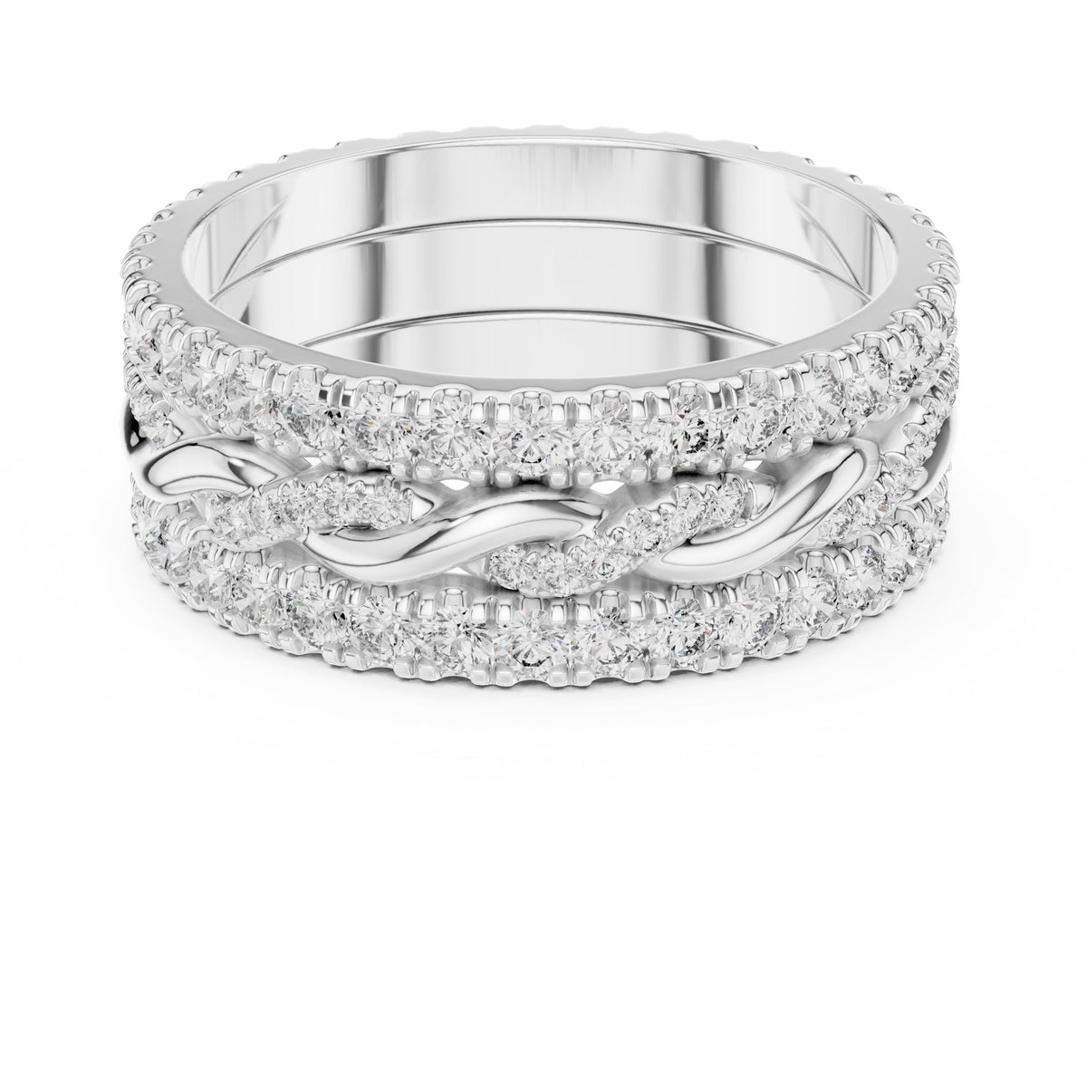 Round Diamond Triple Row Twisted Eternity Band