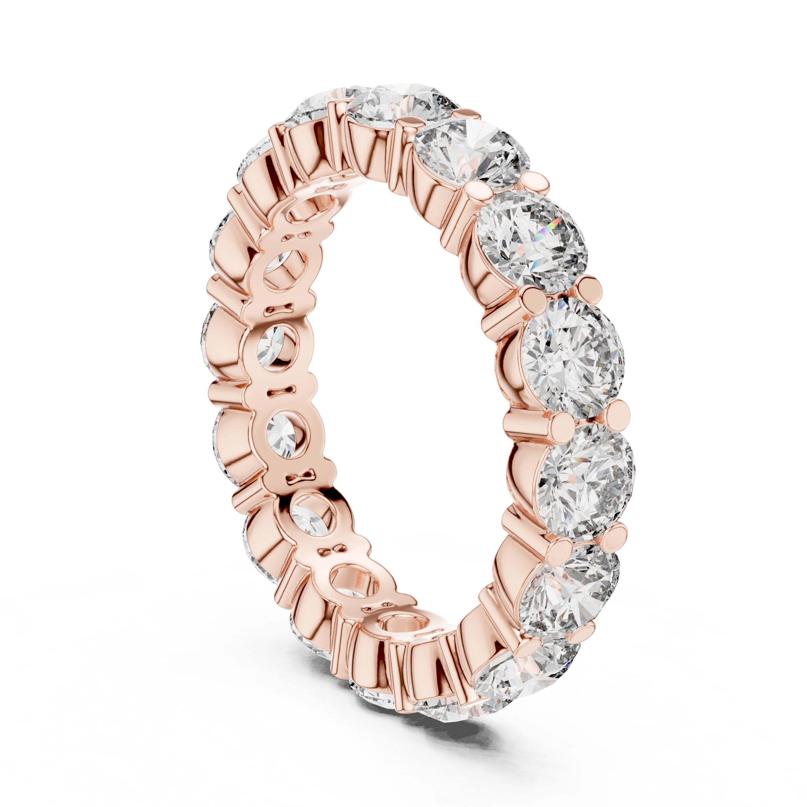 Round Diamond Wide Double Row Pavé Eternity Band in Rose Gold - VYKA Diamonds