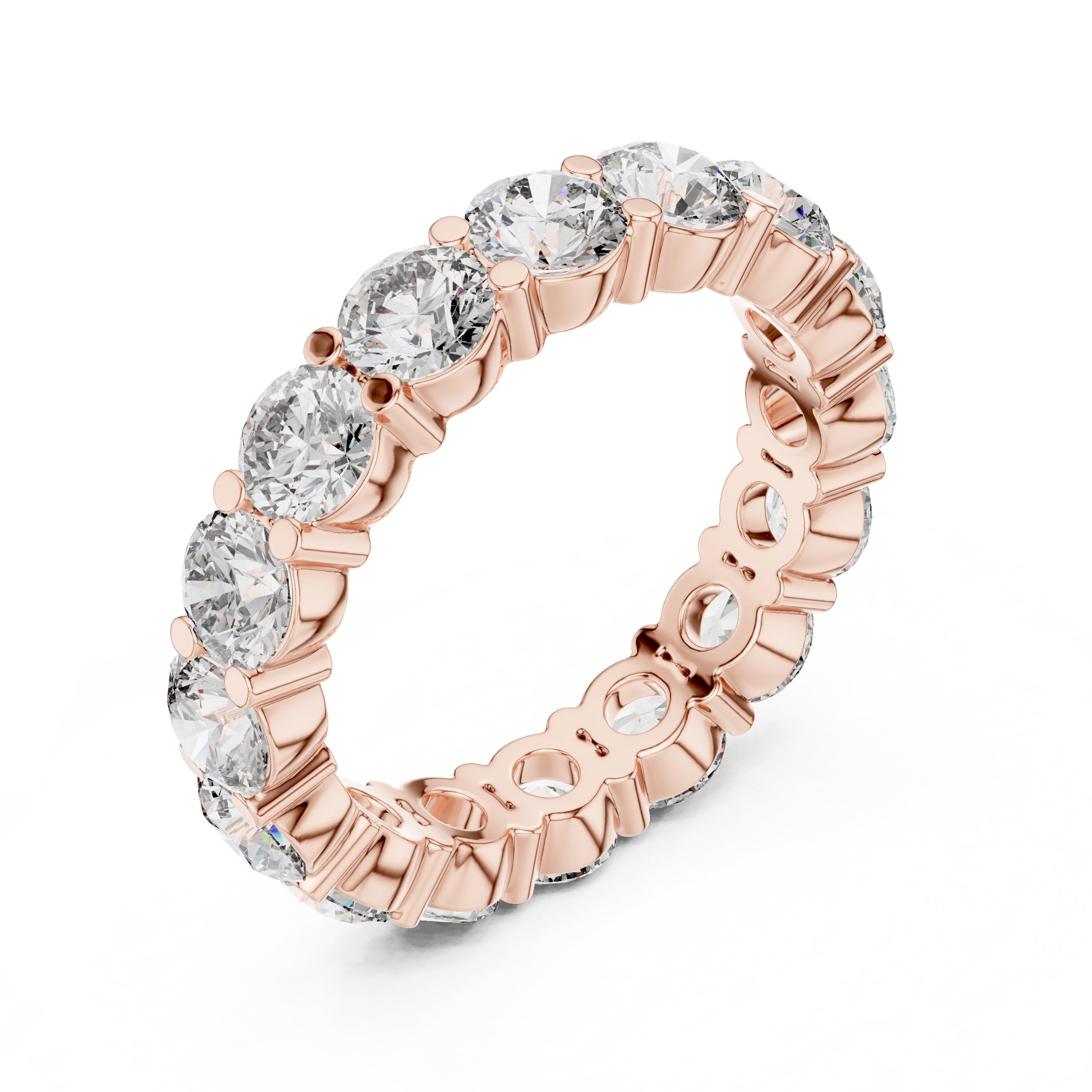 Round Diamond Wide Double Row Pavé Eternity Band in Rose Gold - VYKA Diamonds