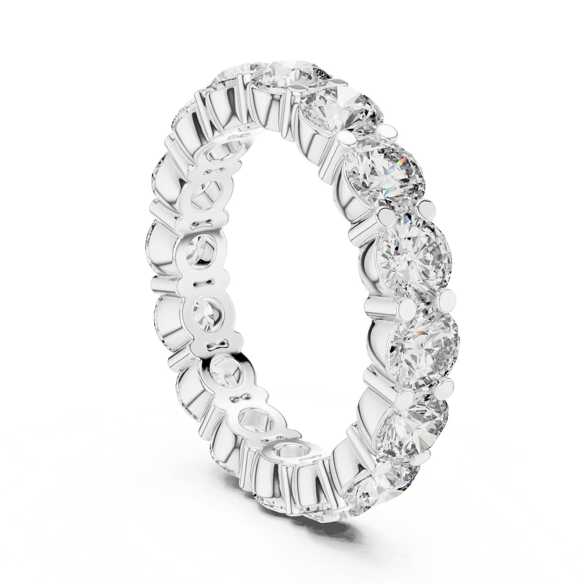 Round Diamond Wide Double Row Pavé Eternity Band