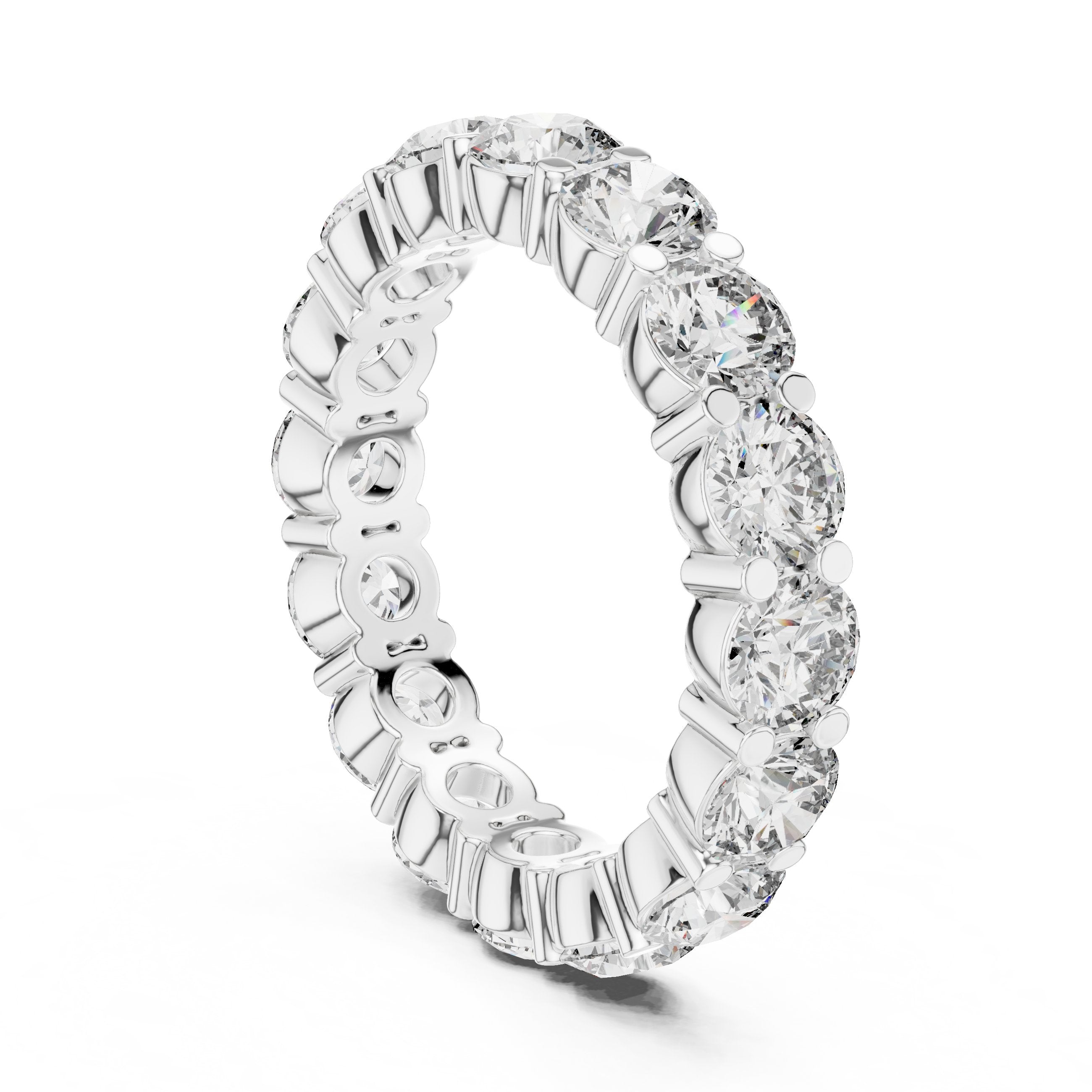 Round Diamond Wide Double Row Pavé Eternity Band in White Gold - VYKA Diamonds