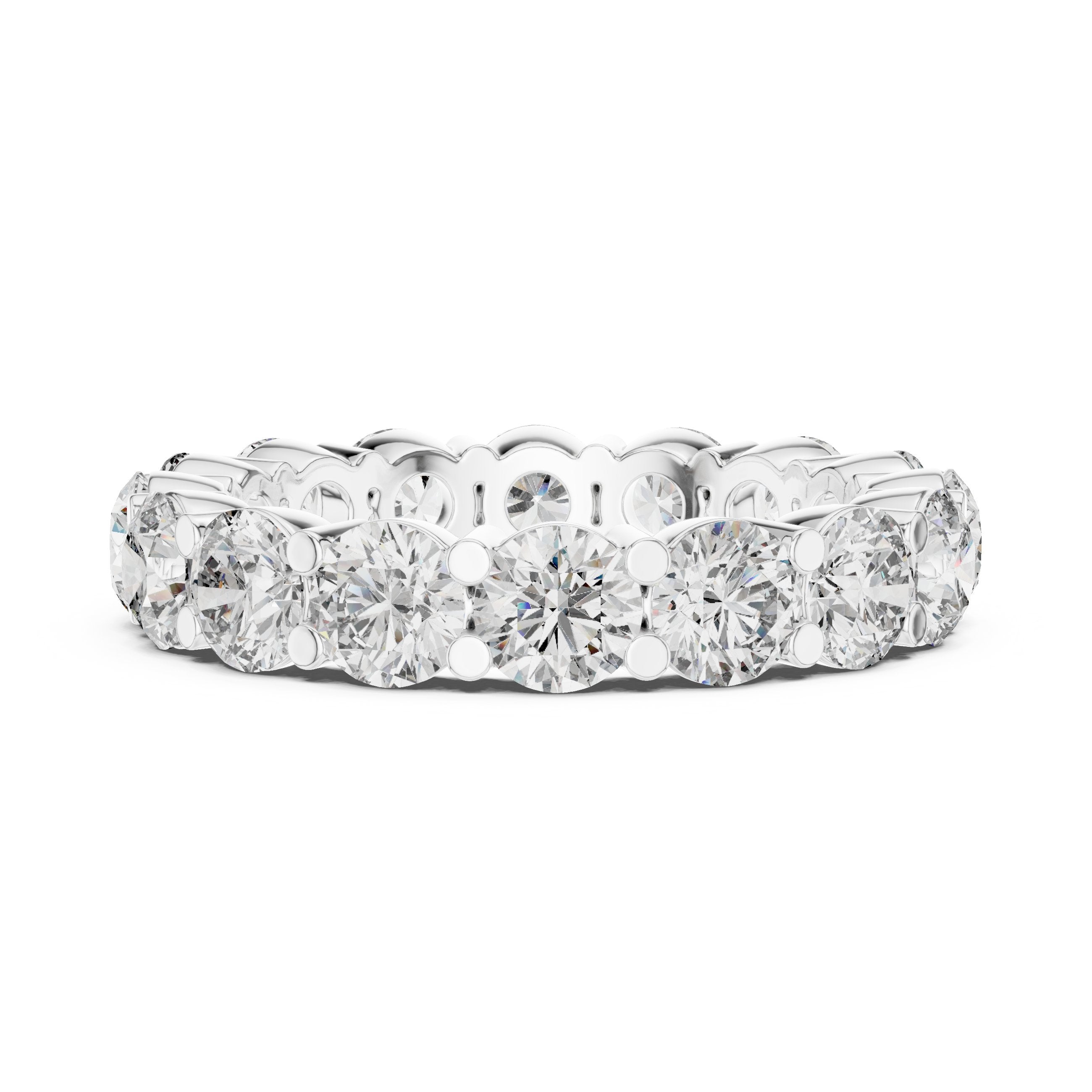 Round Diamond Wide Double Row Pavé Eternity Band in White Gold - VYKA Diamonds