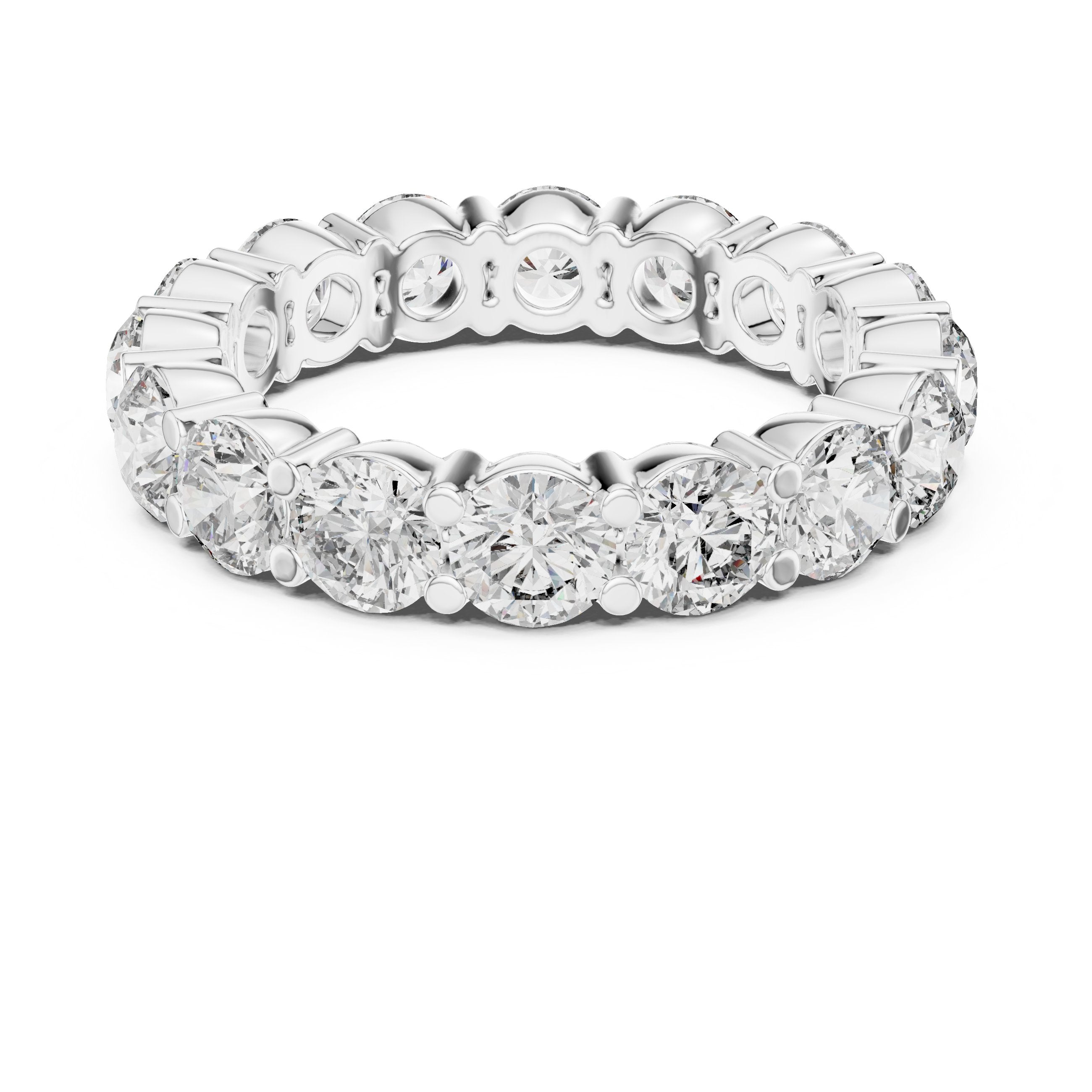 Round Diamond Wide Double Row Pavé Eternity Band in White Gold - VYKA Diamonds