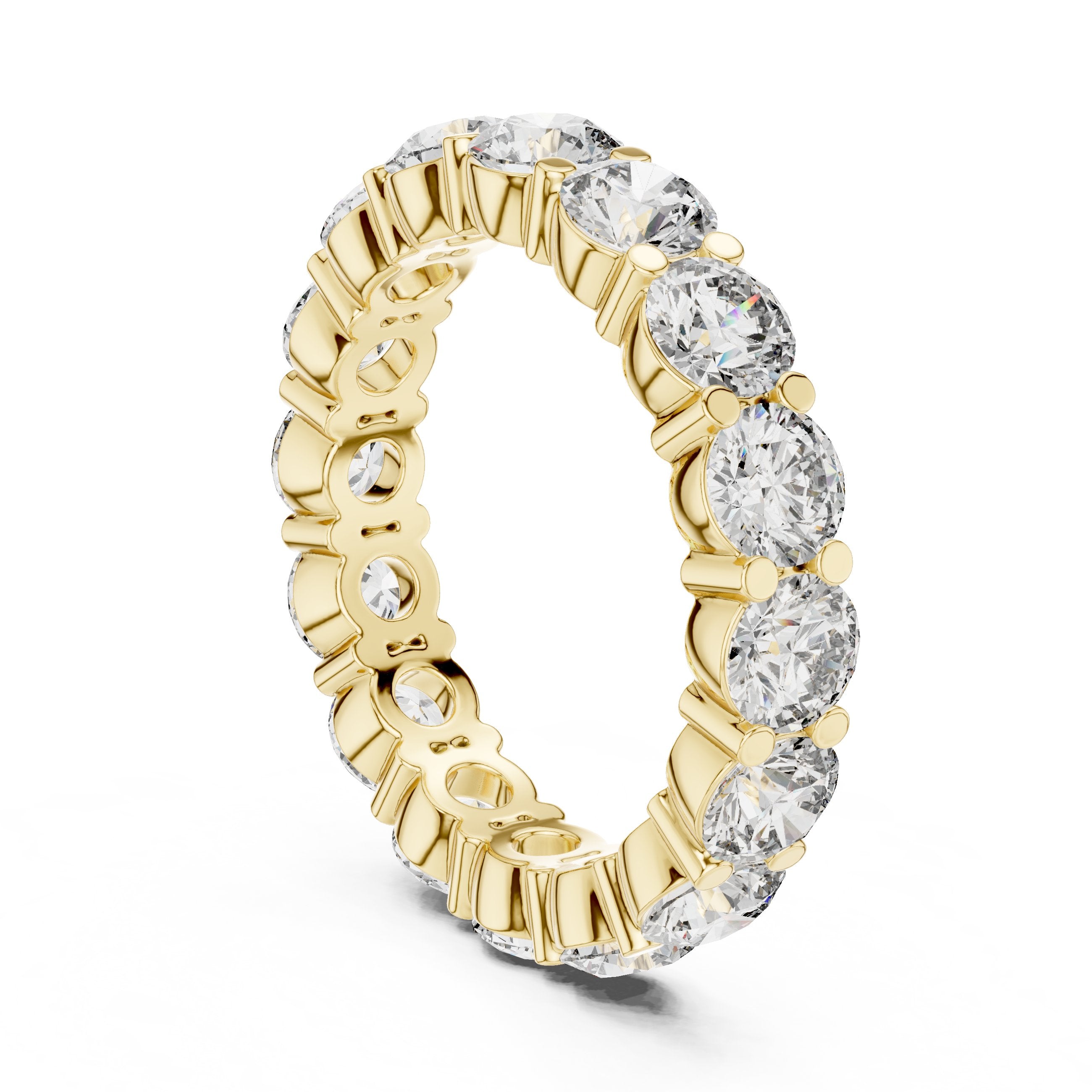 Round Diamond Wide Double Row Pavé Eternity Band in Yellow Gold - VYKA Diamonds