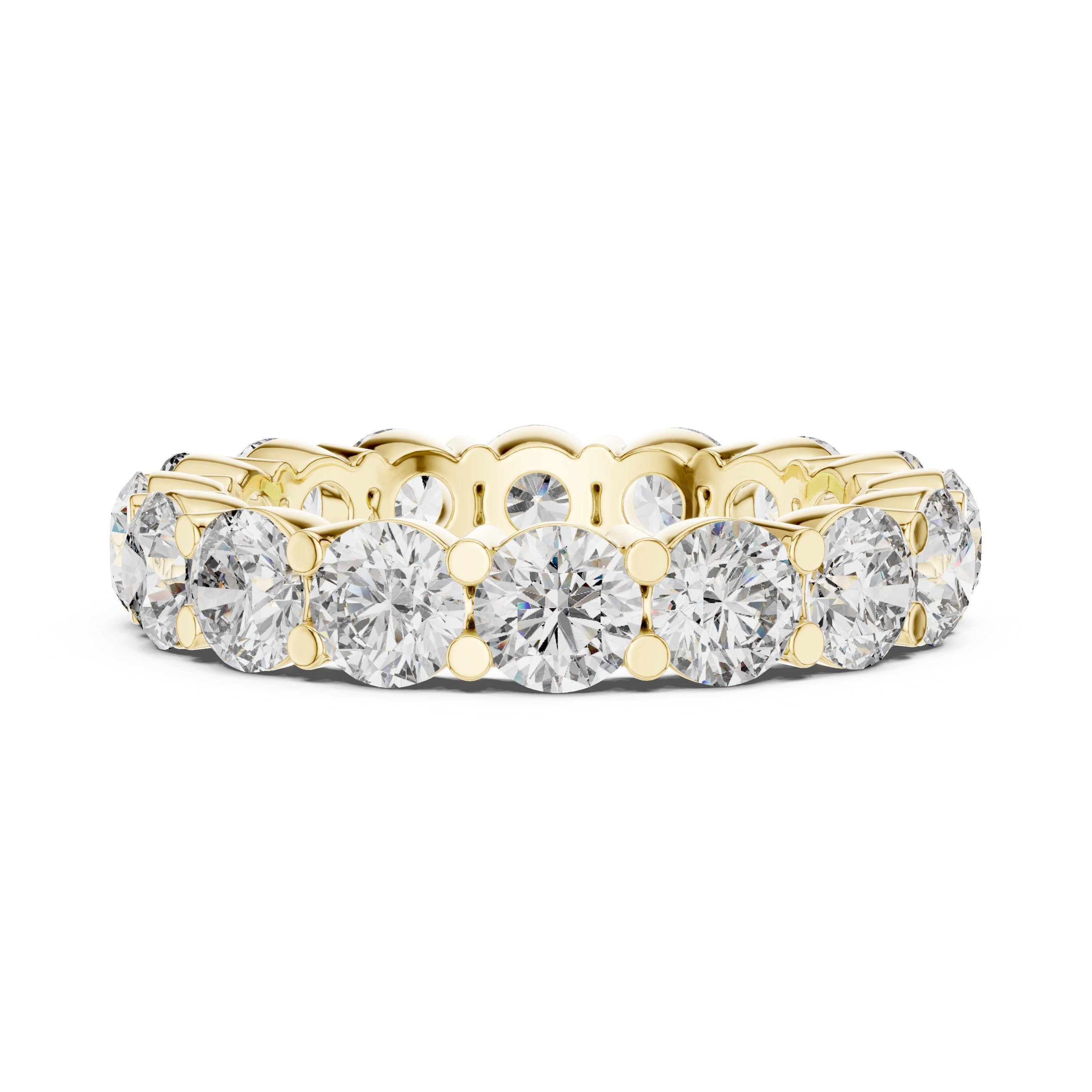 Round Diamond Wide Double Row Pavé Eternity Band in Yellow Gold - VYKA Diamonds